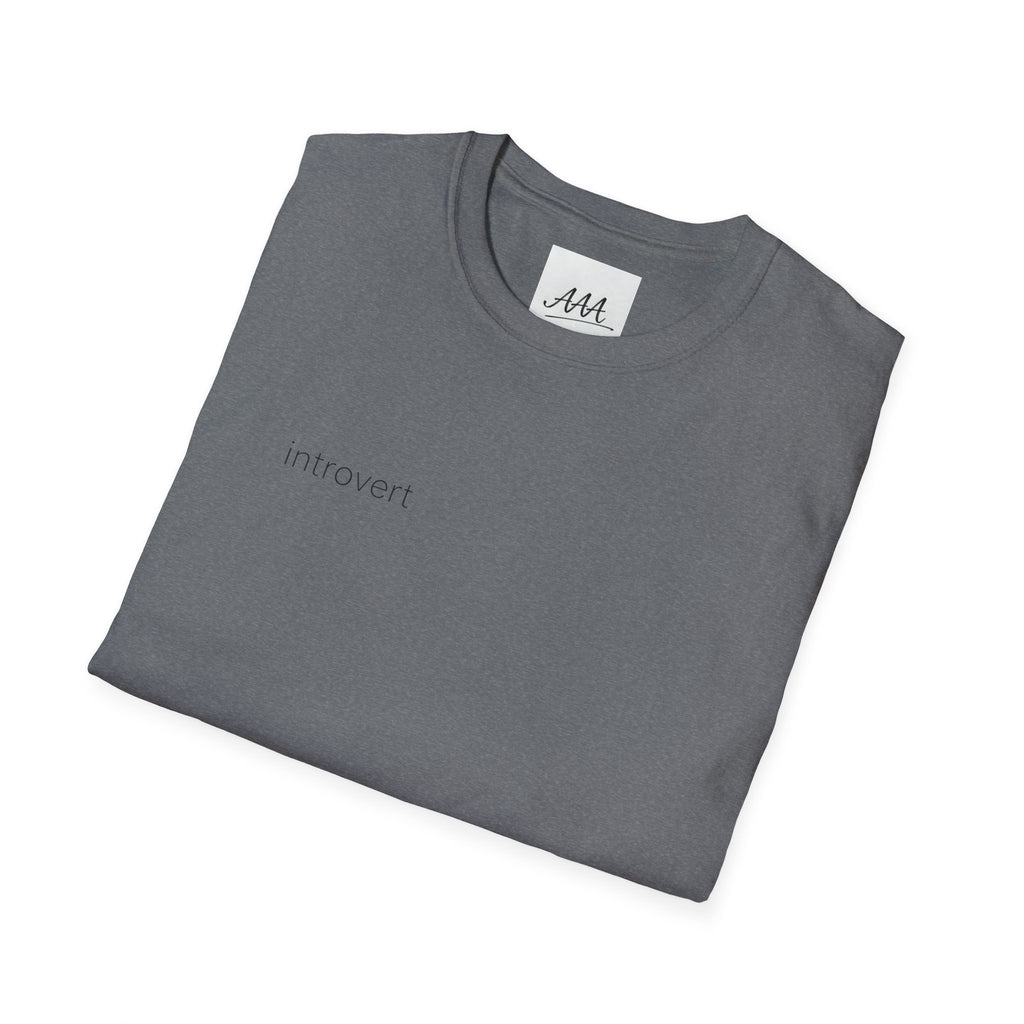introvert T-Shirt | Minimal Text Tee, Small Chest Print, White Casual Shirt
