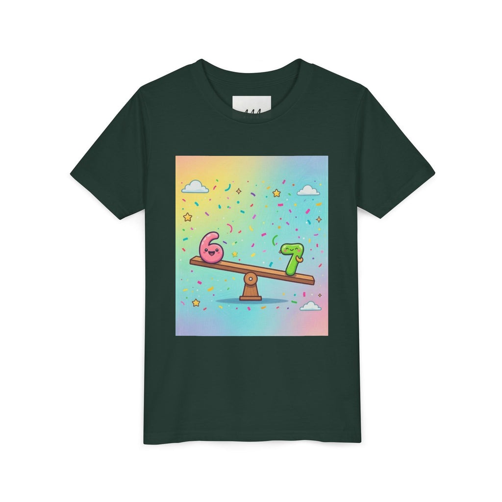 Kids 6 vs 7 Tee Colorful Seesaw Shirt