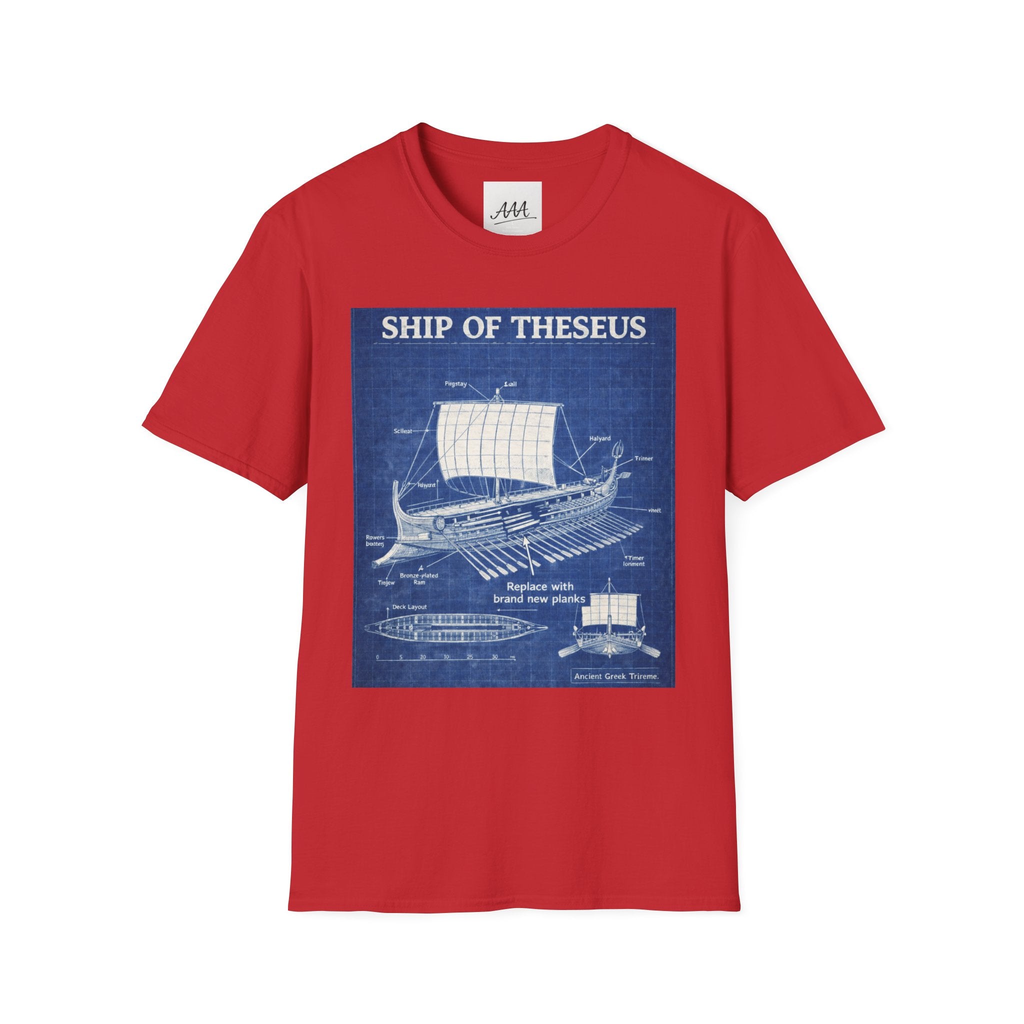 Ship of Theseus Blueprint T-Shirt | Nautical Diagram, Philosophical Art