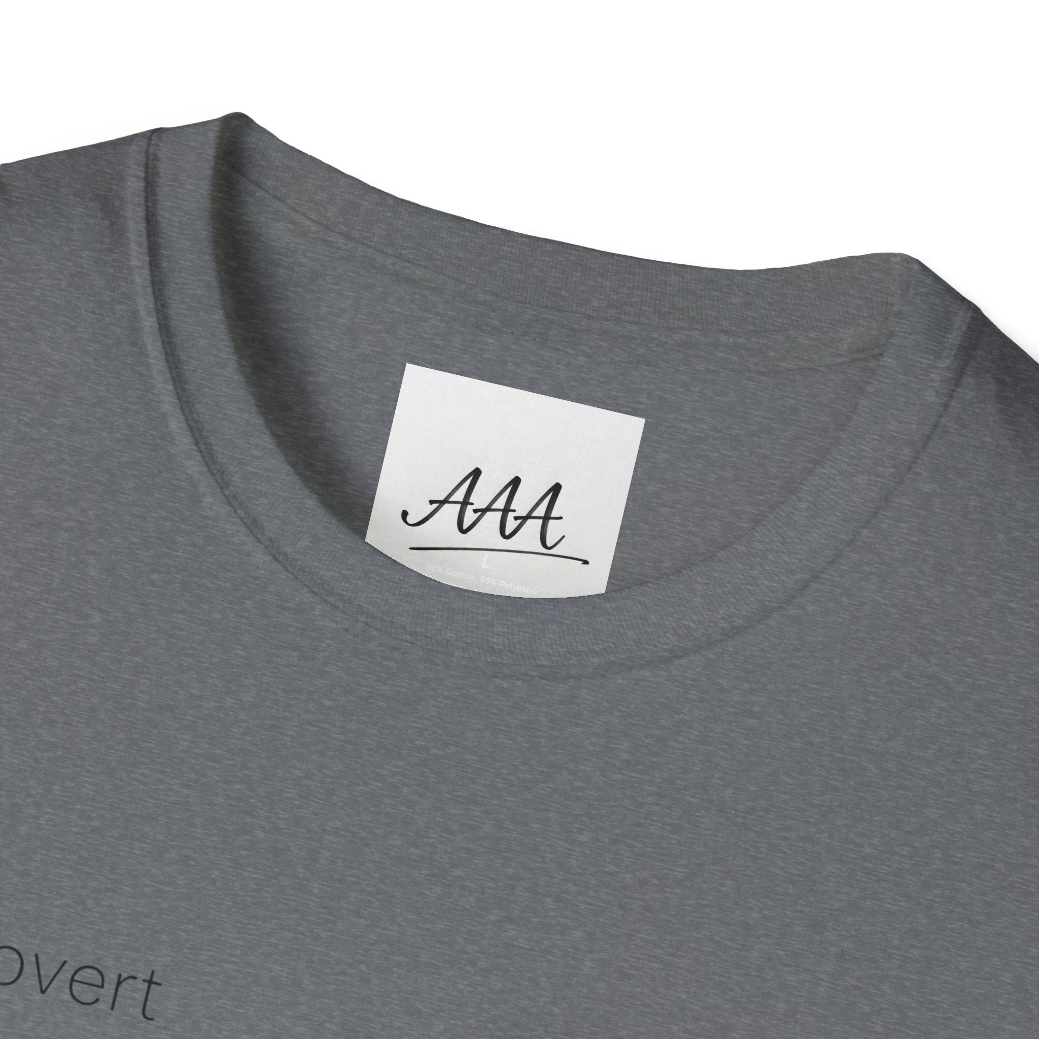 introvert T-Shirt | Minimal Text Tee, Small Chest Print, White Casual Shirt
