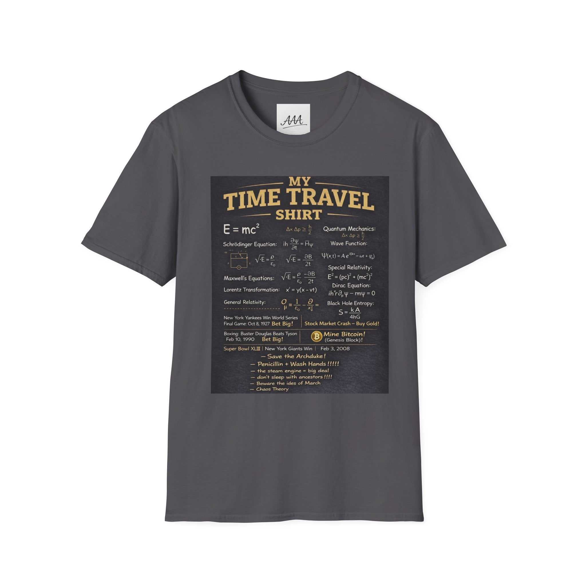 My Time Travel Shirt | Funny Physics Equations Time Traveler T-Shirt | Quantum Mechanics History Betting Unisex Tee