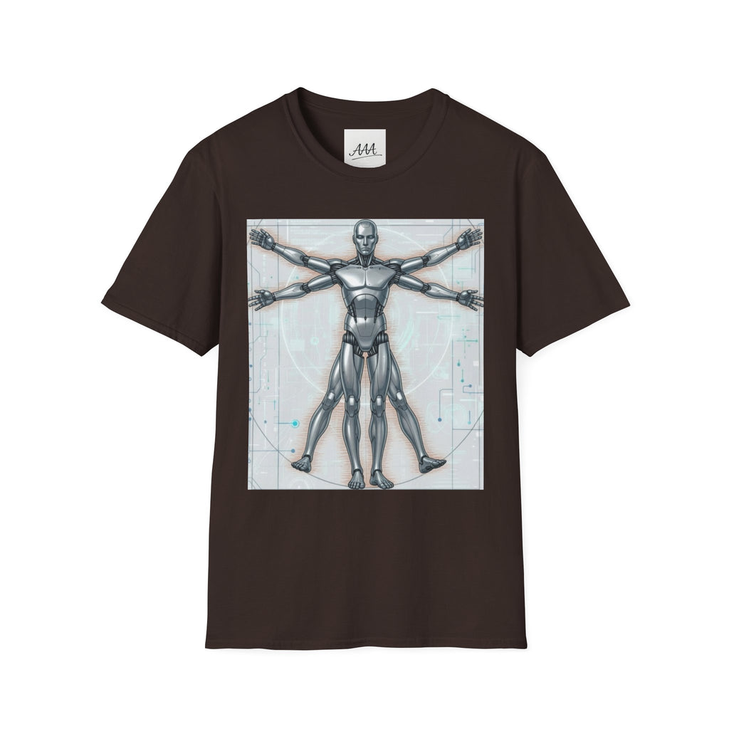 Cybernetic Vitruvian Man T-Shirt | Futuristic Anatomy Graphic Tee