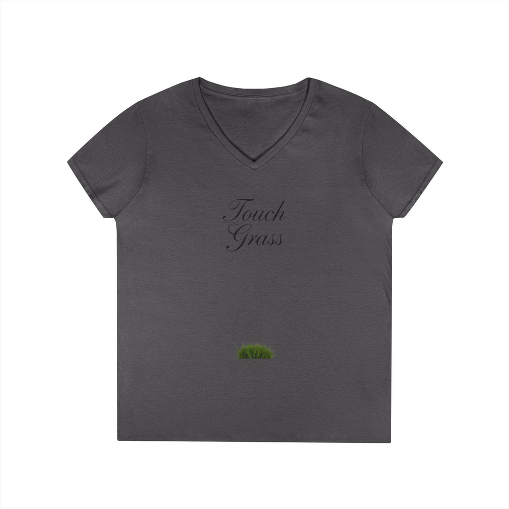 Touch Grass V-Neck Tee Minimalist 'Touch Grass' Graphic T-Shirt for Women
