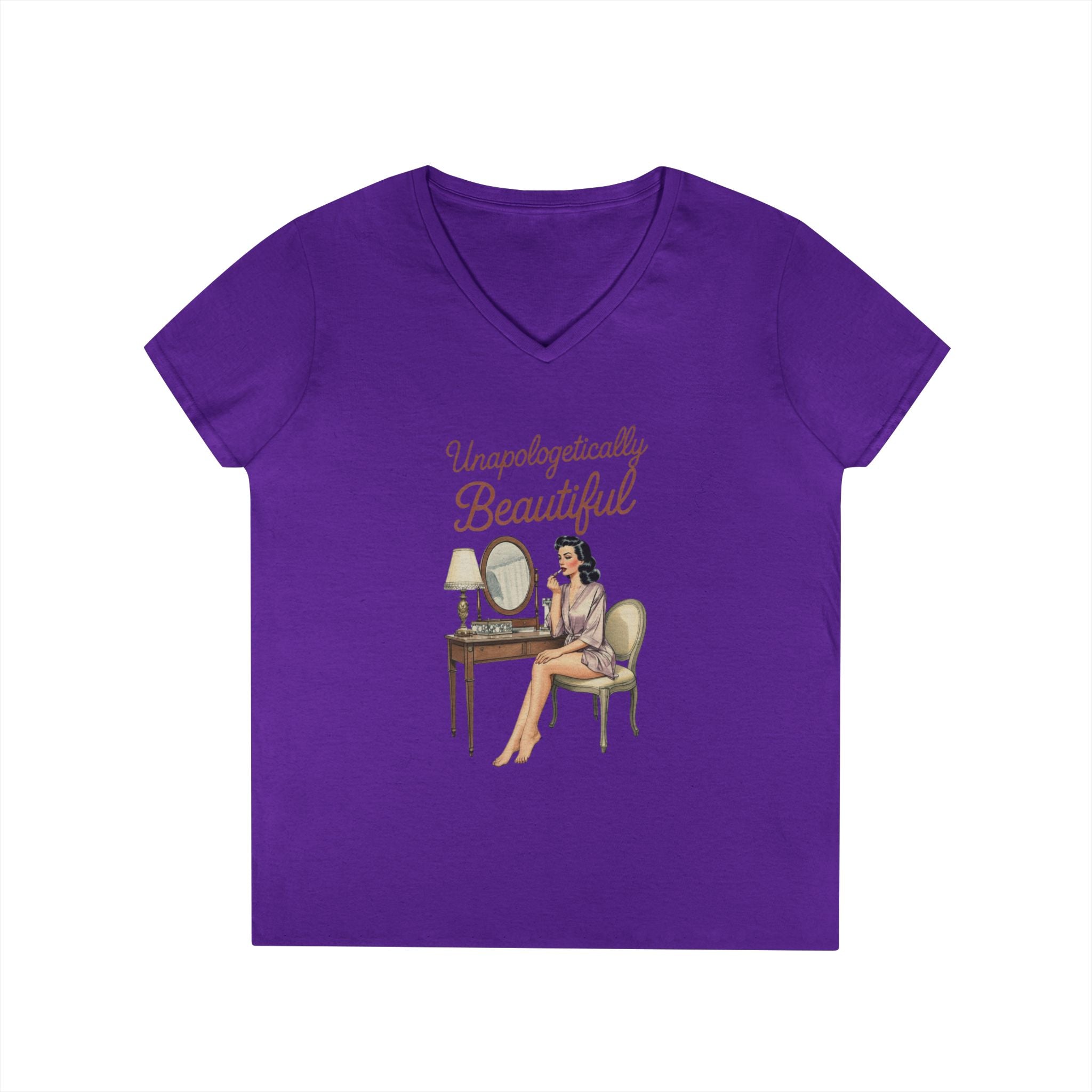 Unapologetically Me V-Neck T-Shirt | Retro Vanity Mirror Graphic Tee | Empowerment Shirt for Women | Sassy Ladies Gift | Vintage Women Tee