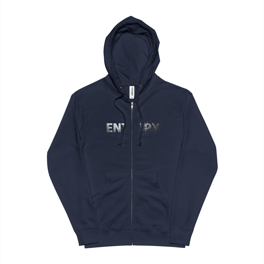 Entropy Zip-Up Hoodie Minimal 'ENERGY' Front Graphic, Cozy Fleece Zipper Hoodie