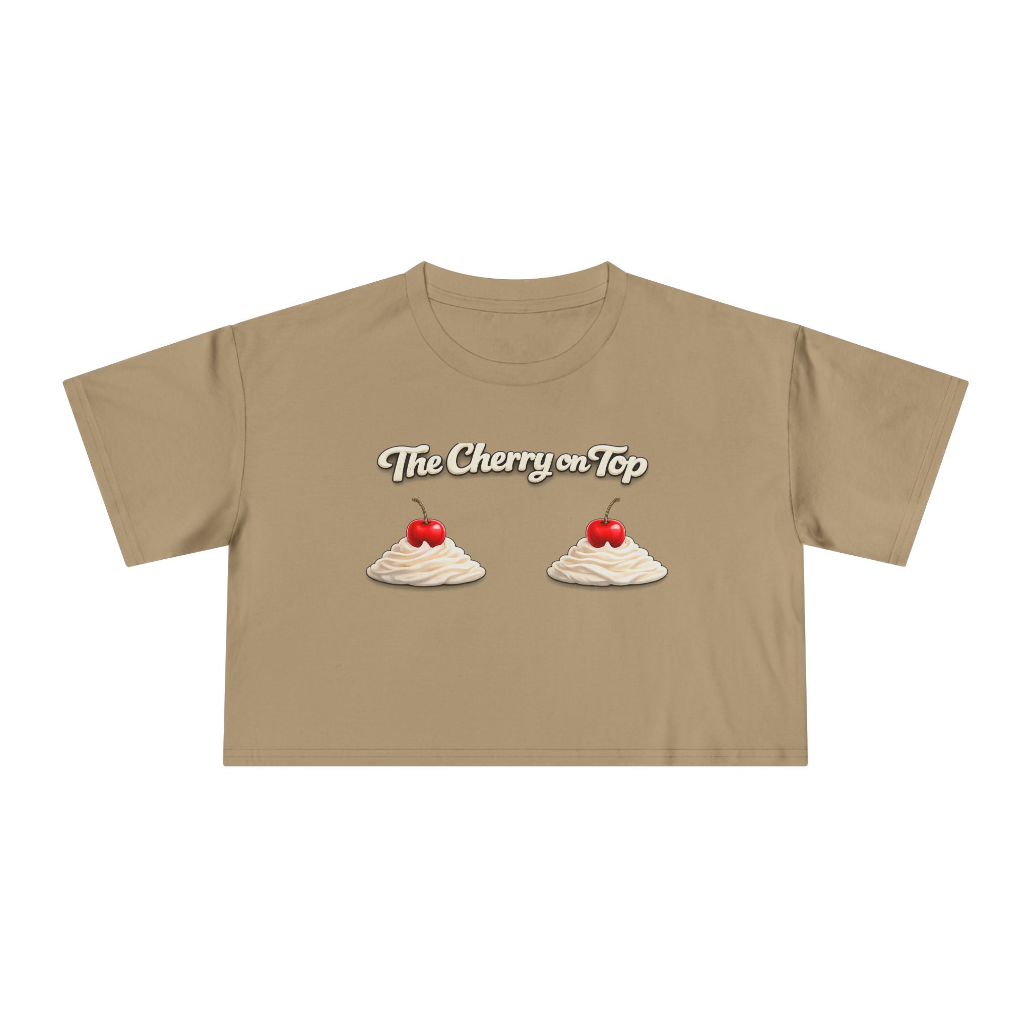 The Cherry on Top | Funny Double Cherry Boob Crop Top | Naughty Whipped Cream Cherry on Top Shirt | Gag Gift for Women