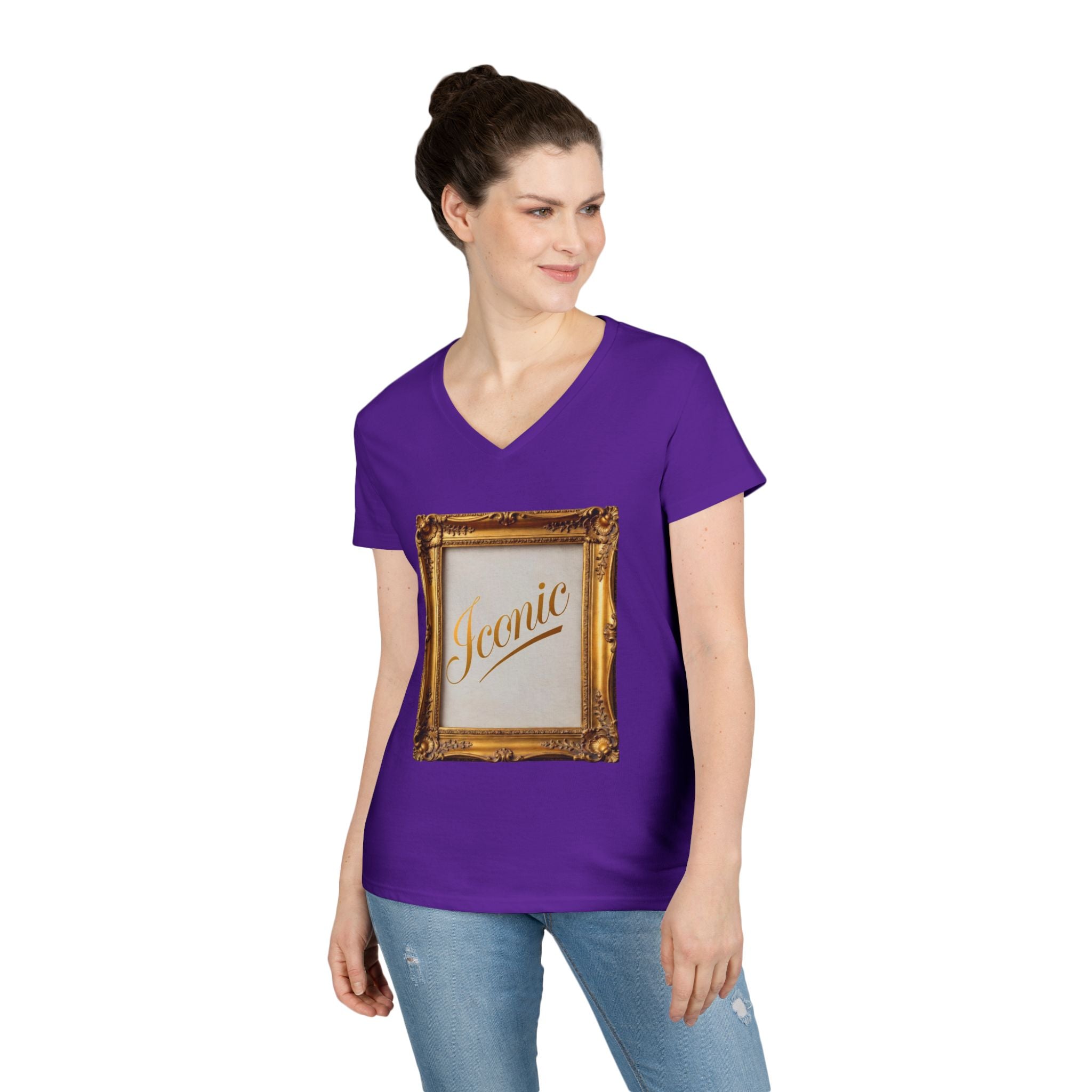 Iconic Gold Frame V-Neck T-Shirt