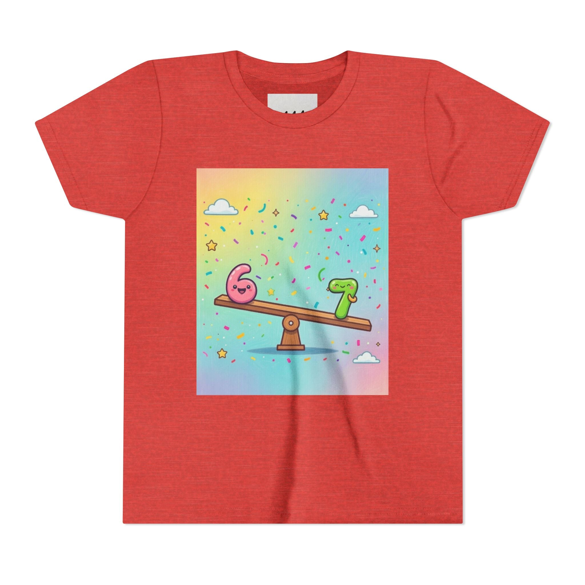 Kids 6 vs 7 Tee Colorful Seesaw Shirt