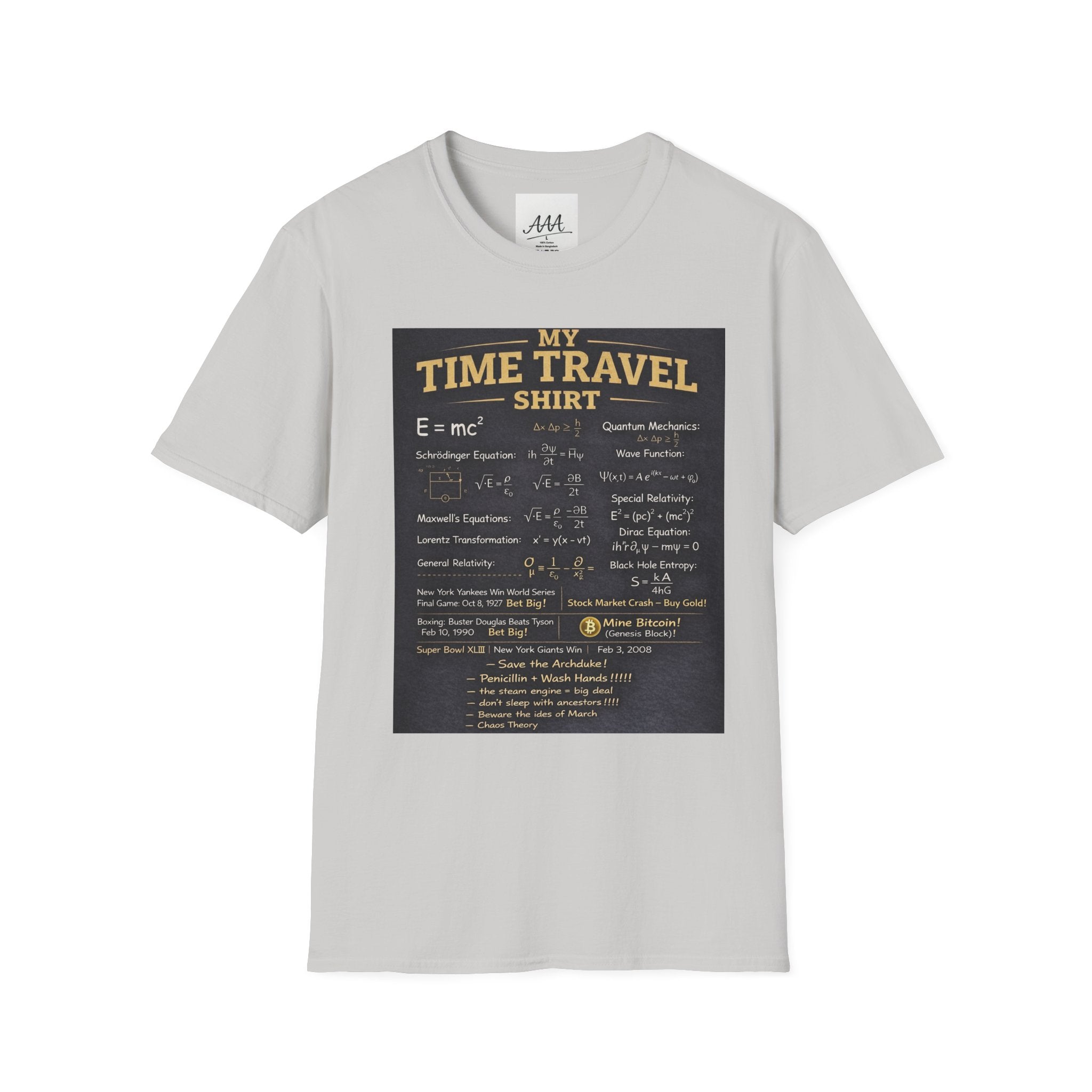 My Time Travel Shirt | Funny Physics Equations Time Traveler T-Shirt | Quantum Mechanics History Betting Unisex Tee