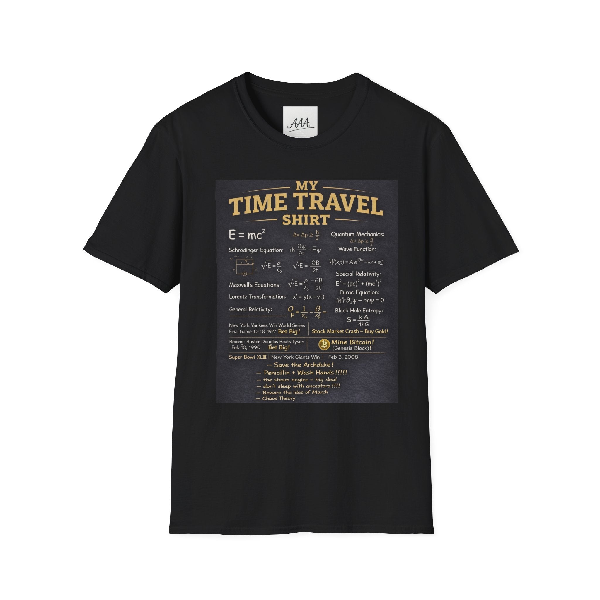 My Time Travel Shirt | Funny Physics Equations Time Traveler T-Shirt | Quantum Mechanics History Betting Unisex Tee