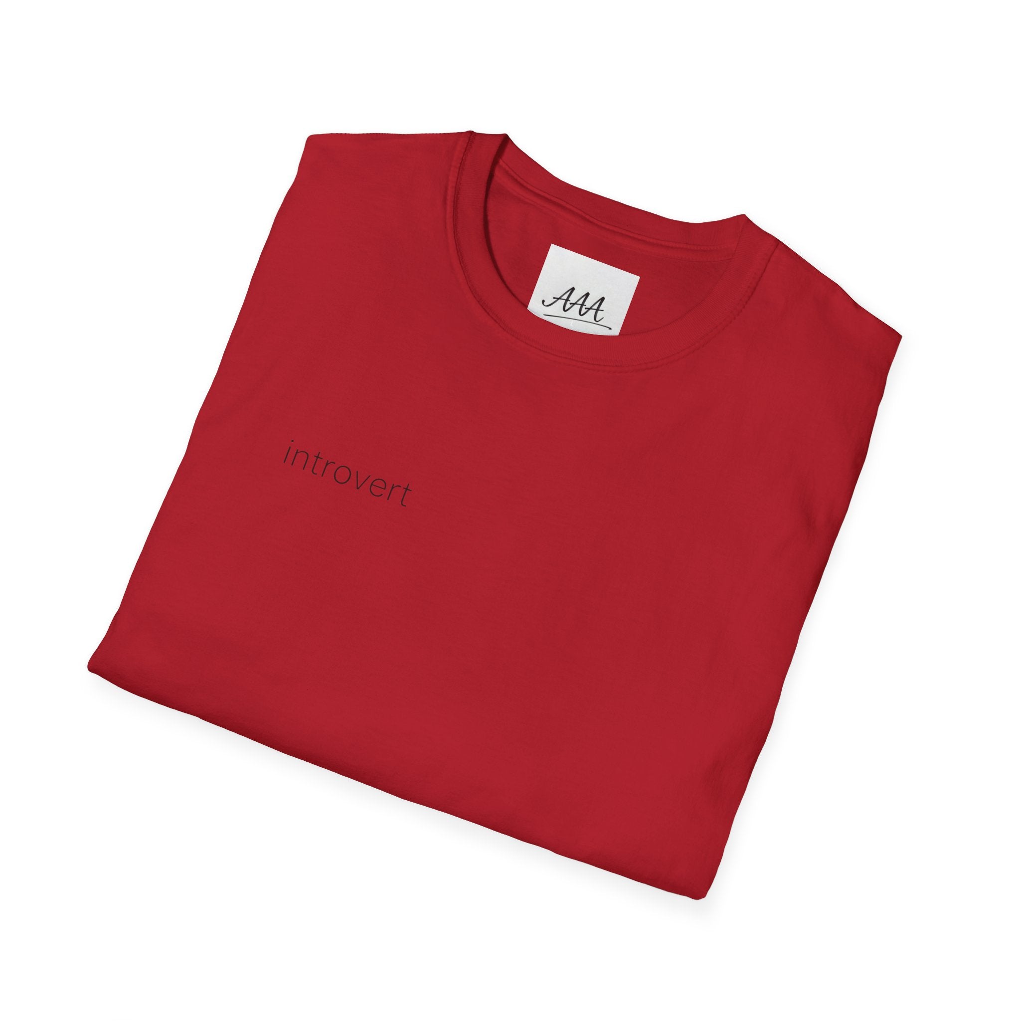 introvert T-Shirt | Minimal Text Tee, Small Chest Print, White Casual Shirt
