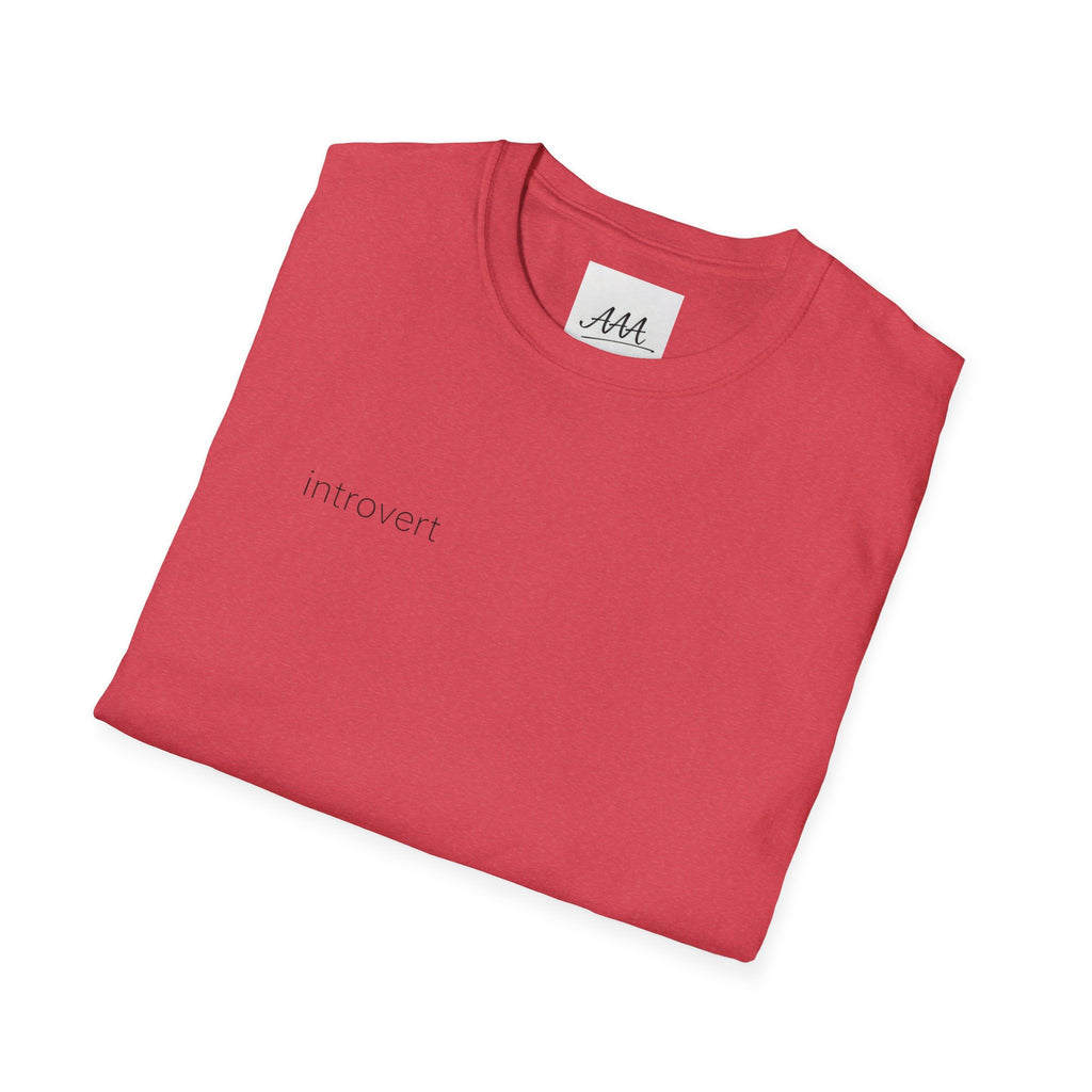 introvert T-Shirt | Minimal Text Tee, Small Chest Print, White Casual Shirt