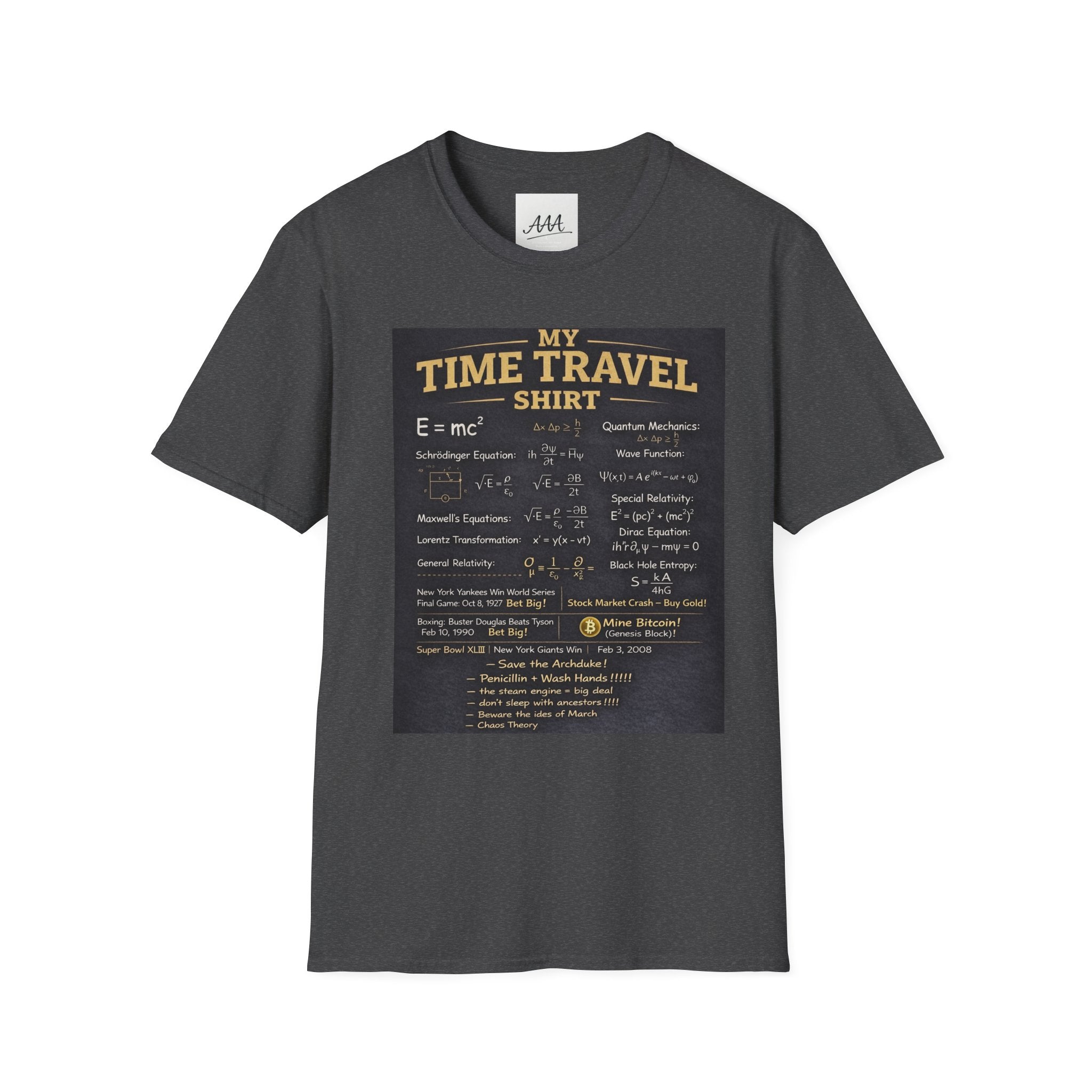 My Time Travel Shirt | Funny Physics Equations Time Traveler T-Shirt | Quantum Mechanics History Betting Unisex Tee