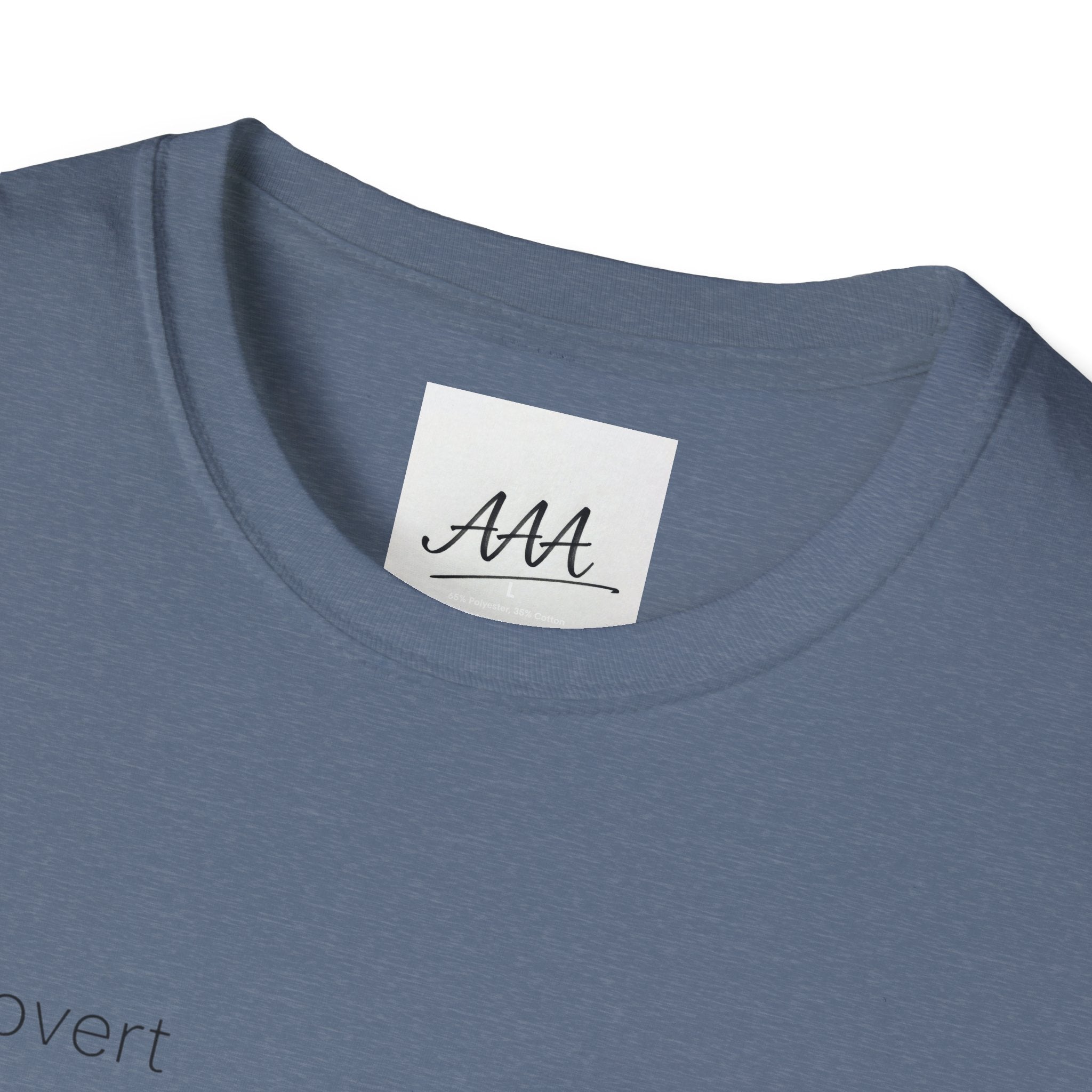 introvert T-Shirt | Minimal Text Tee, Small Chest Print, White Casual Shirt