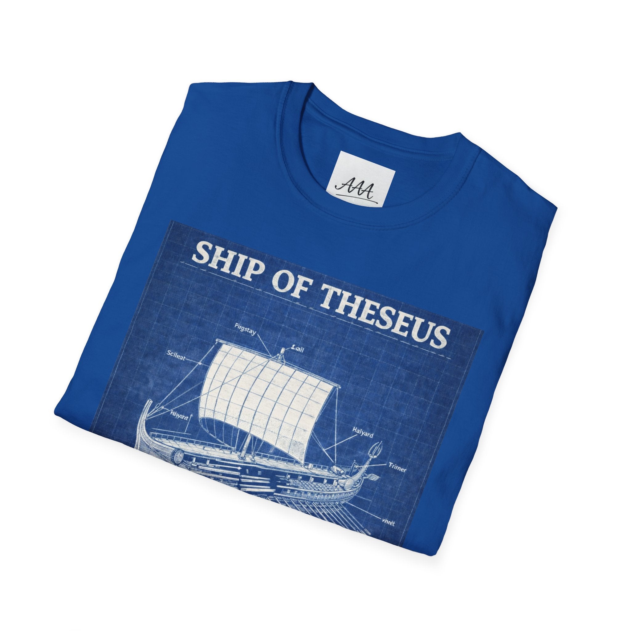 Ship of Theseus Blueprint T-Shirt | Nautical Diagram, Philosophical Art
