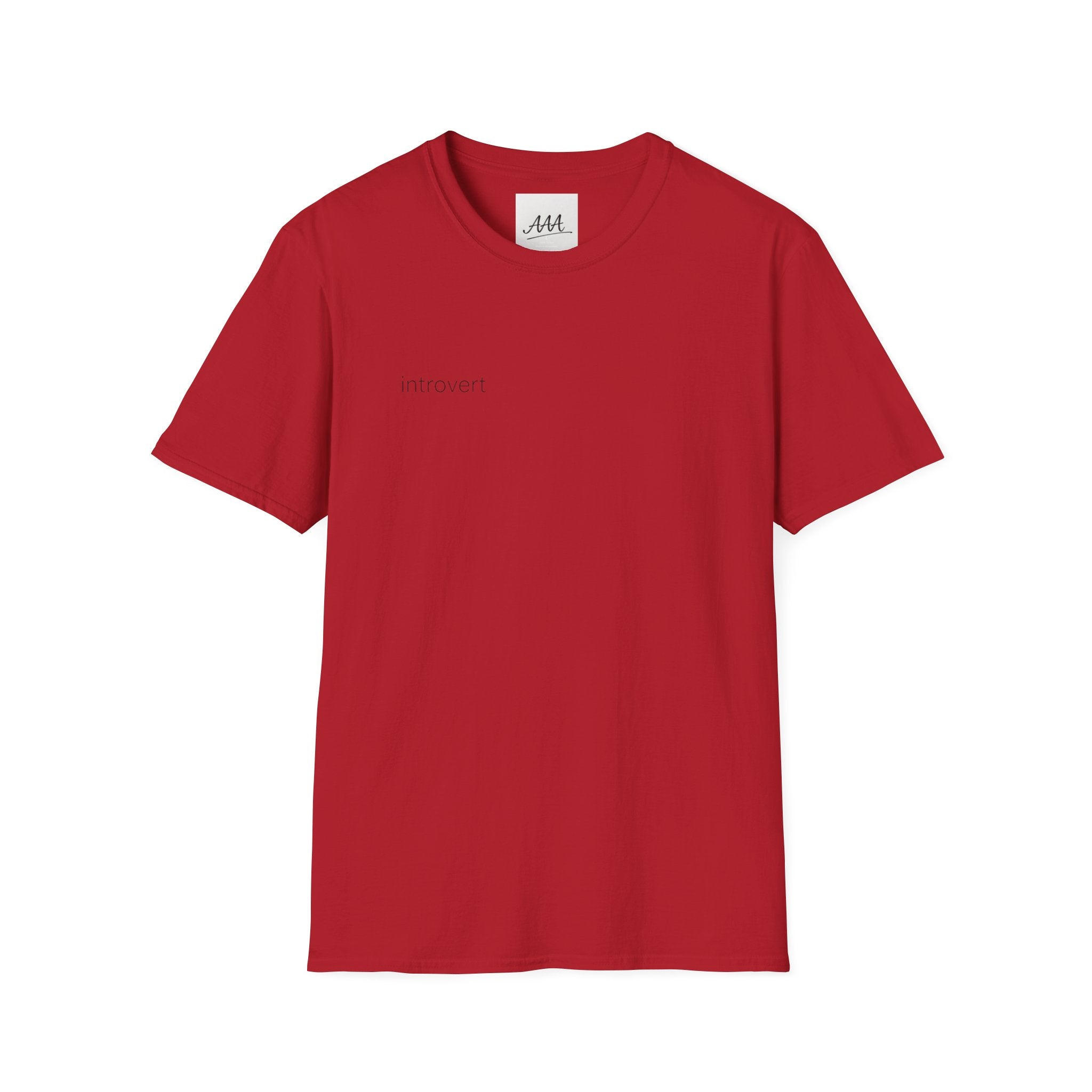 introvert T-Shirt | Minimal Text Tee, Small Chest Print, White Casual Shirt