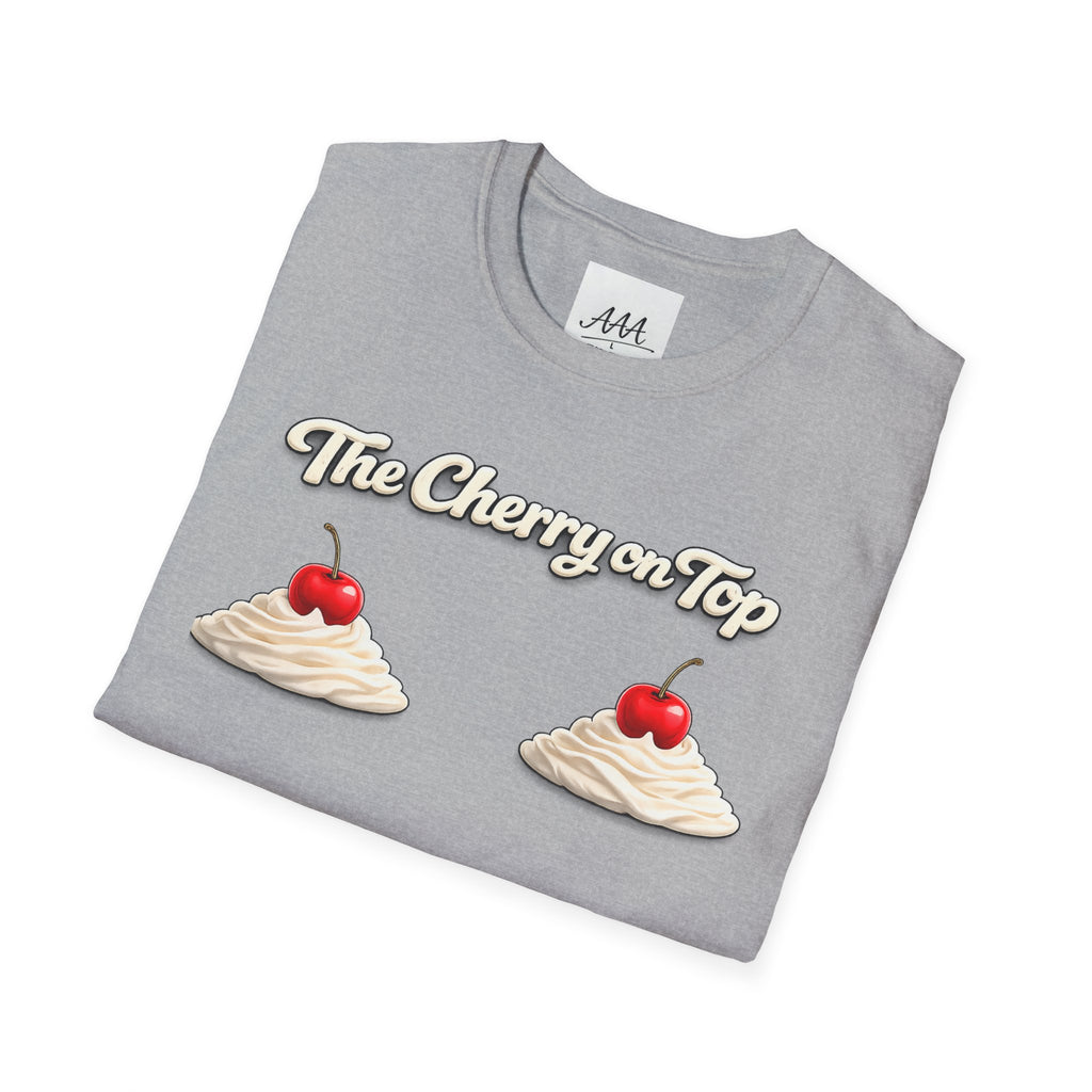 The Cherry on Top | Funny Double Cherry Boob Sweatshirt | Naughty Whipped Cream Cherry on Top T-Shirt | Gag Gift for Women