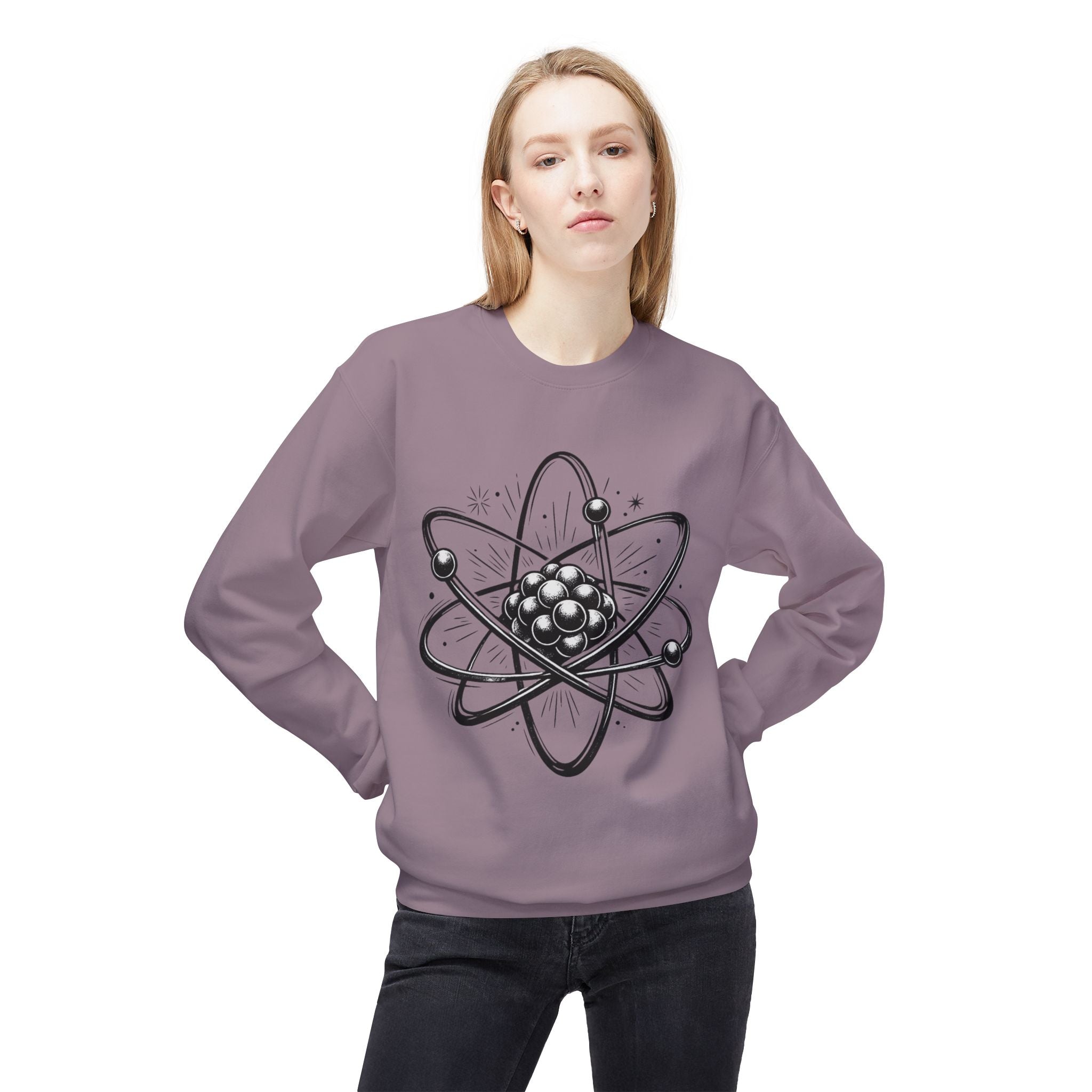 Retro Atom Illustration Sweatshirt | Science Molecule Graphic Crewneck