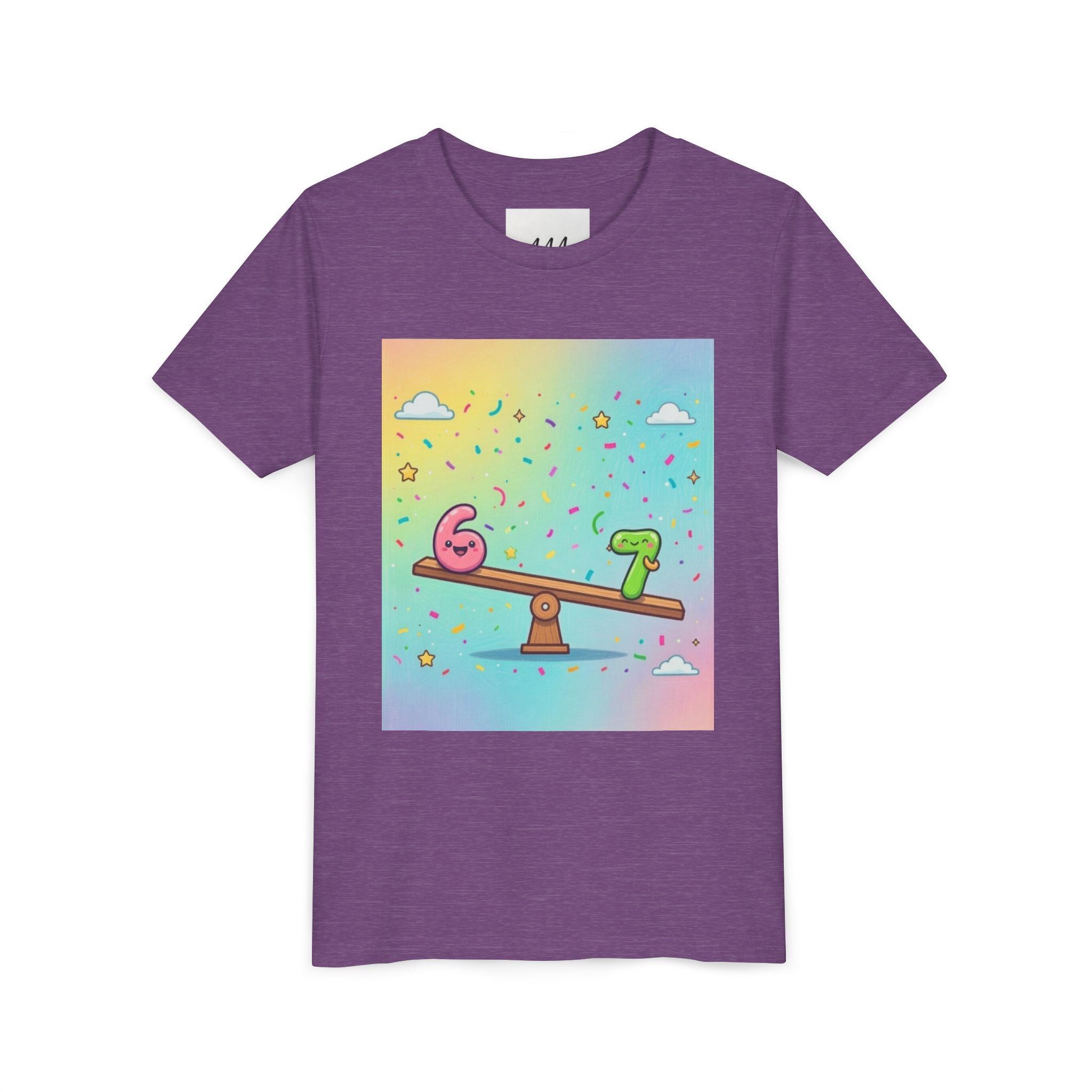 Kids 6 vs 7 Tee Colorful Seesaw Shirt