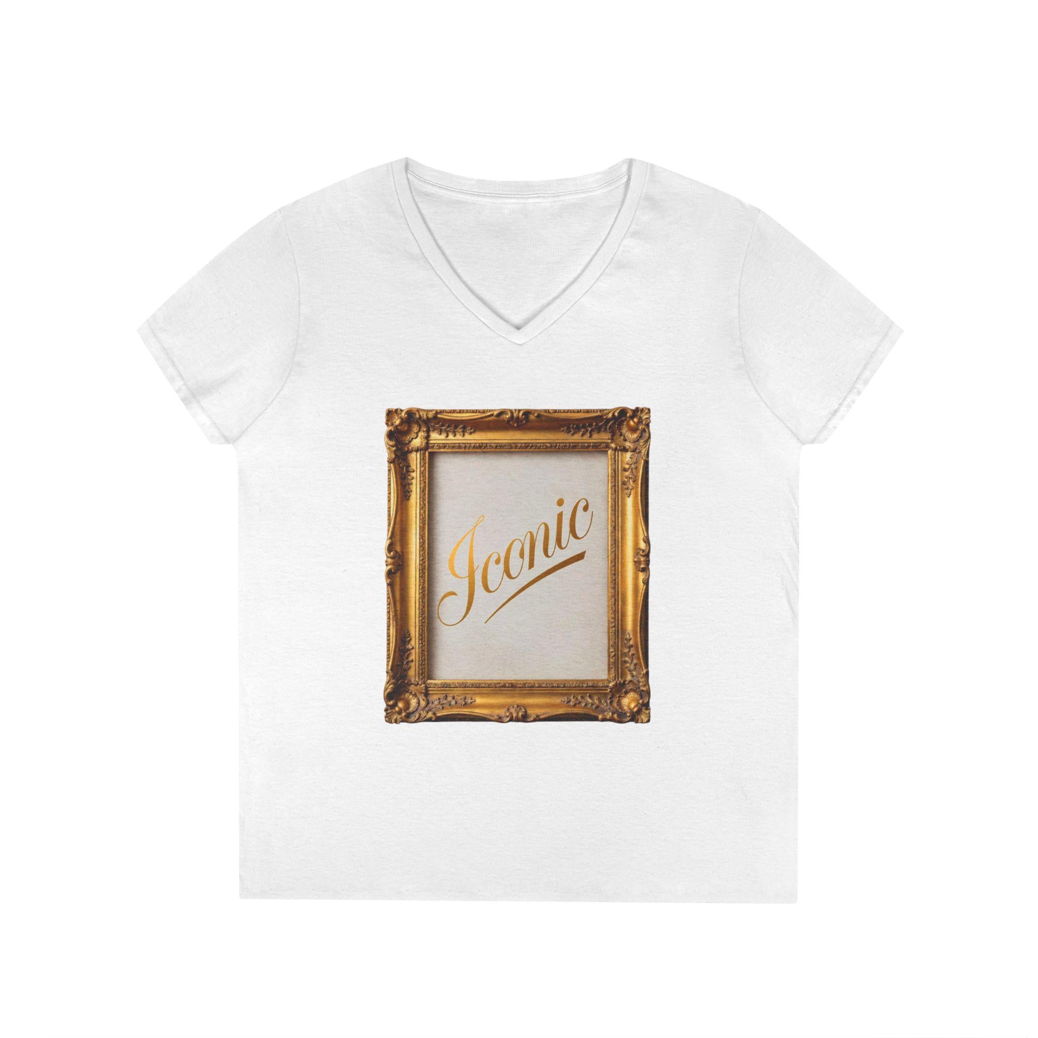 Iconic Gold Frame V-Neck T-Shirt