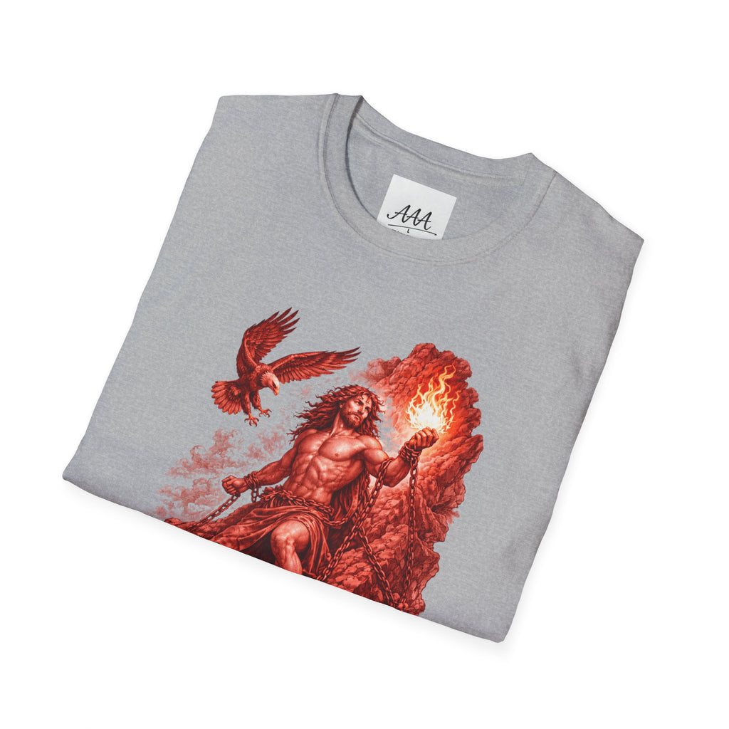 Prometheus Greek Titan T-Shirt | Mythology Titan with Eagle and Fire Unisex T-Shirt | Olympian Collection