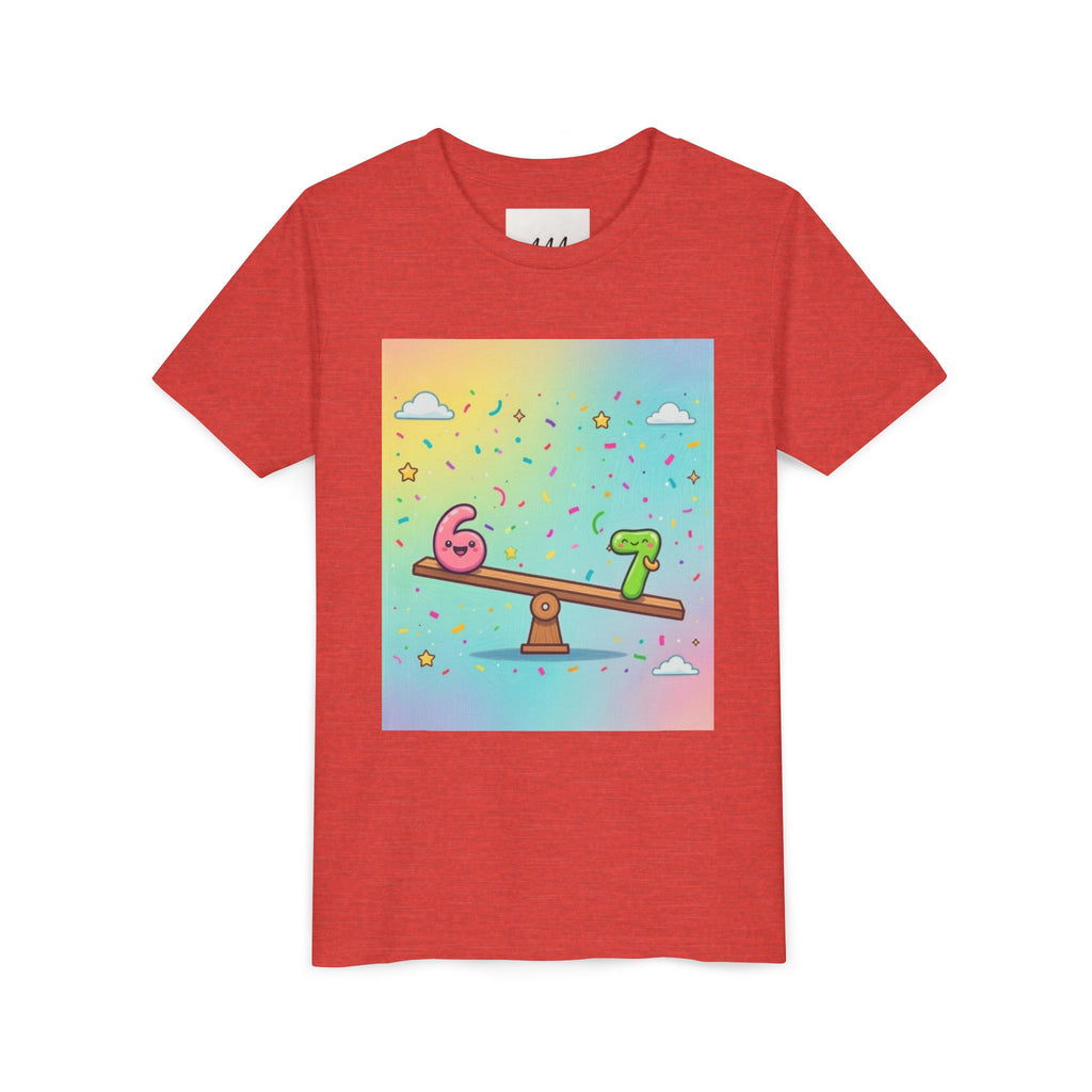 Kids 6 vs 7 Tee Colorful Seesaw Shirt