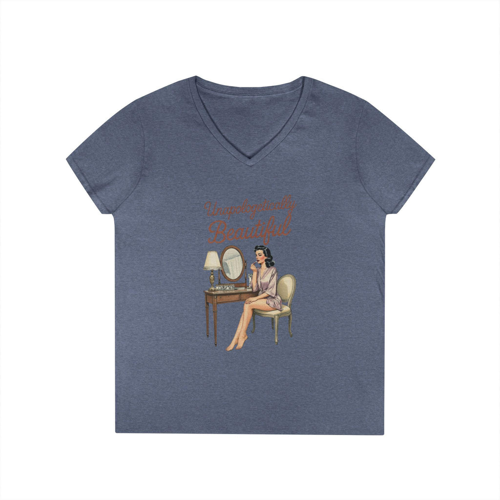 Unapologetically Beautiful V-Neck Tee Retro Vanity Graphic Ladies' T-Shirt