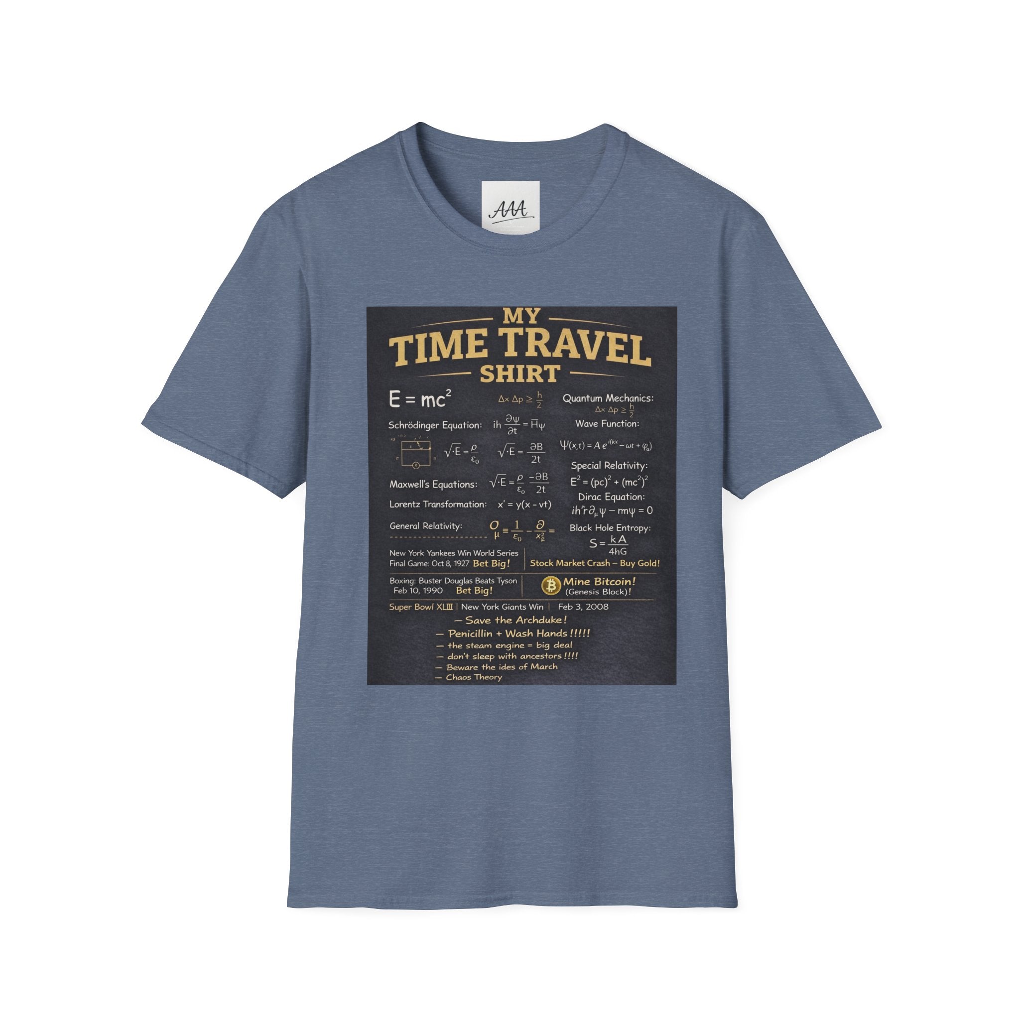 My Time Travel Shirt | Funny Physics Equations Time Traveler T-Shirt | Quantum Mechanics History Betting Unisex Tee
