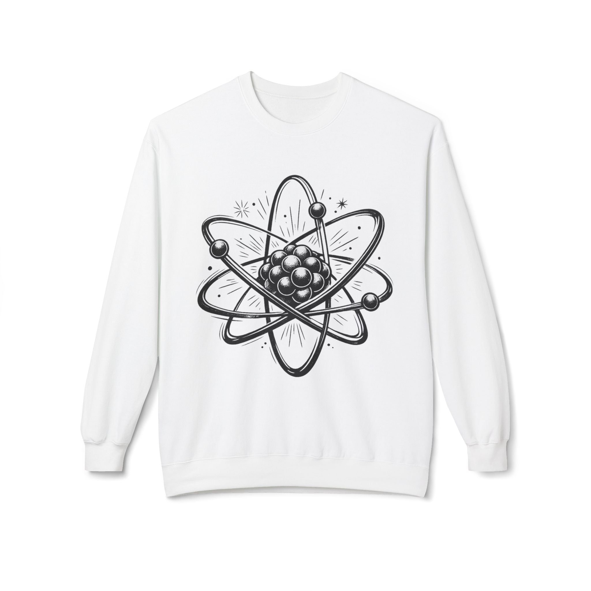 Retro Atom Illustration Sweatshirt | Science Molecule Graphic Crewneck