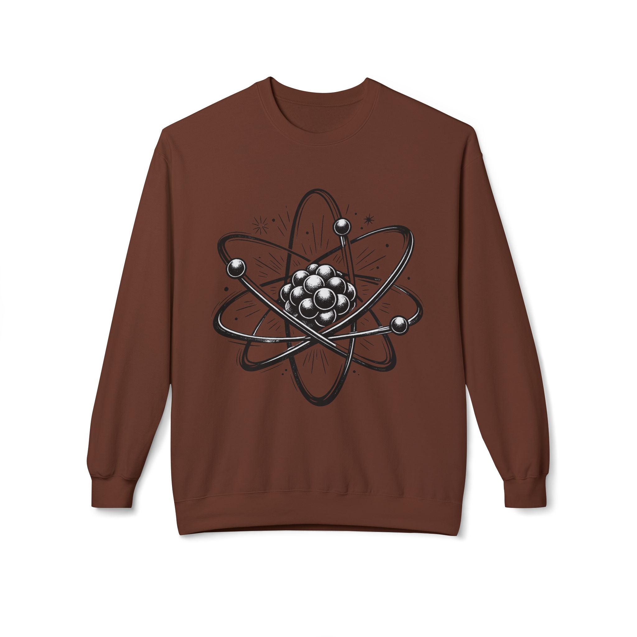 Retro Atom Illustration Sweatshirt | Science Molecule Graphic Crewneck | STEM Gift | Chemistry Teacher Shirt | Nerd Aesthetic Pullover