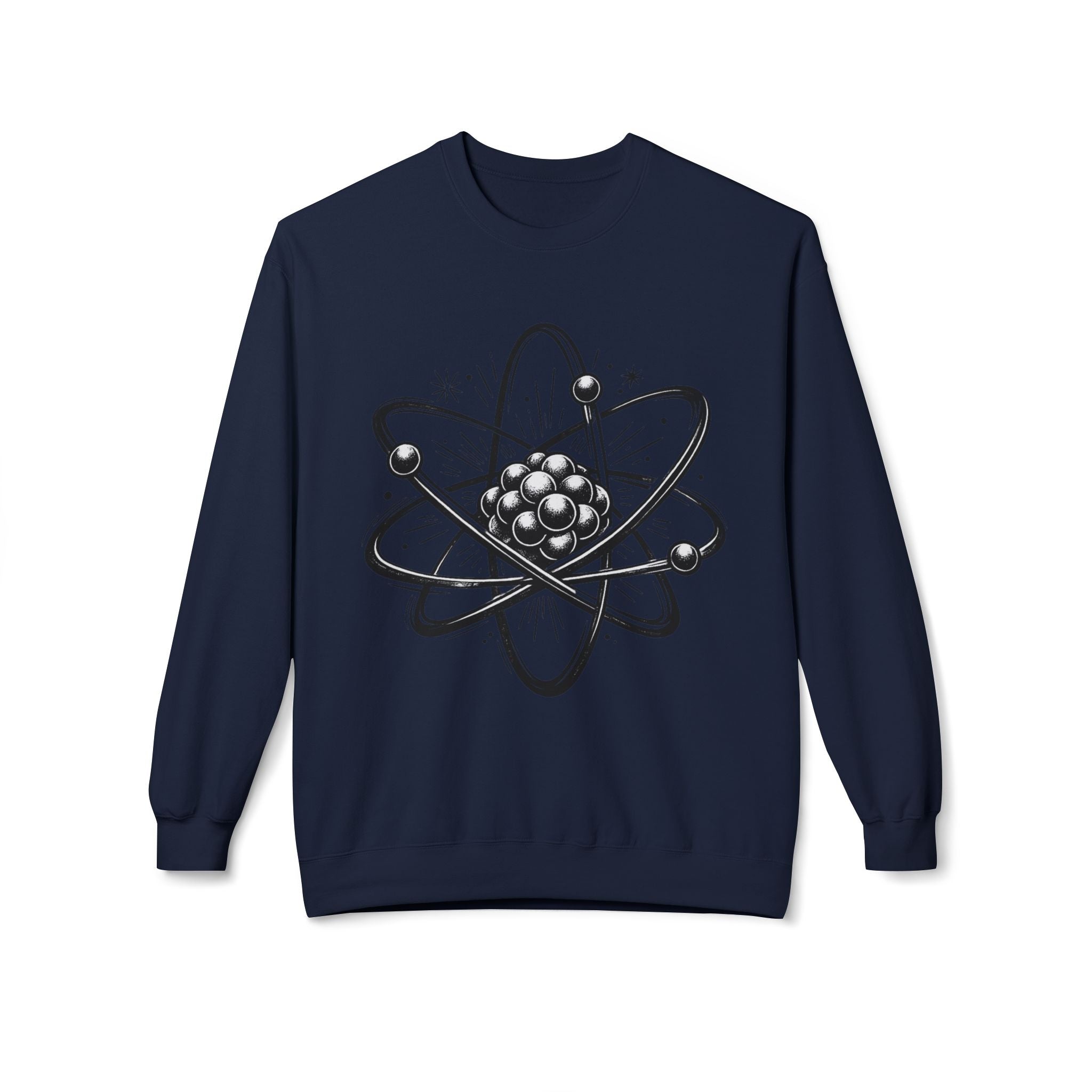 Retro Atom Illustration Sweatshirt | Science Molecule Graphic Crewneck