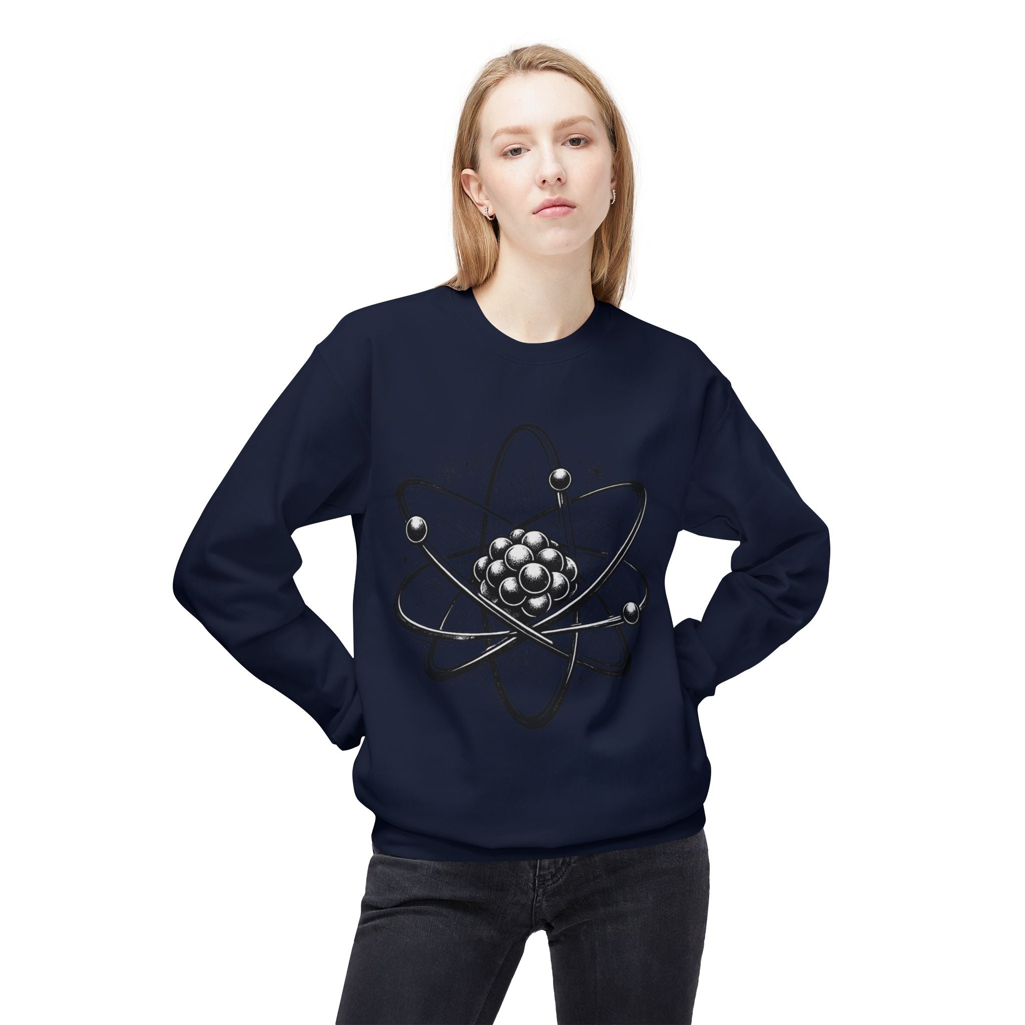 Retro Atom Illustration Sweatshirt | Science Molecule Graphic Crewneck