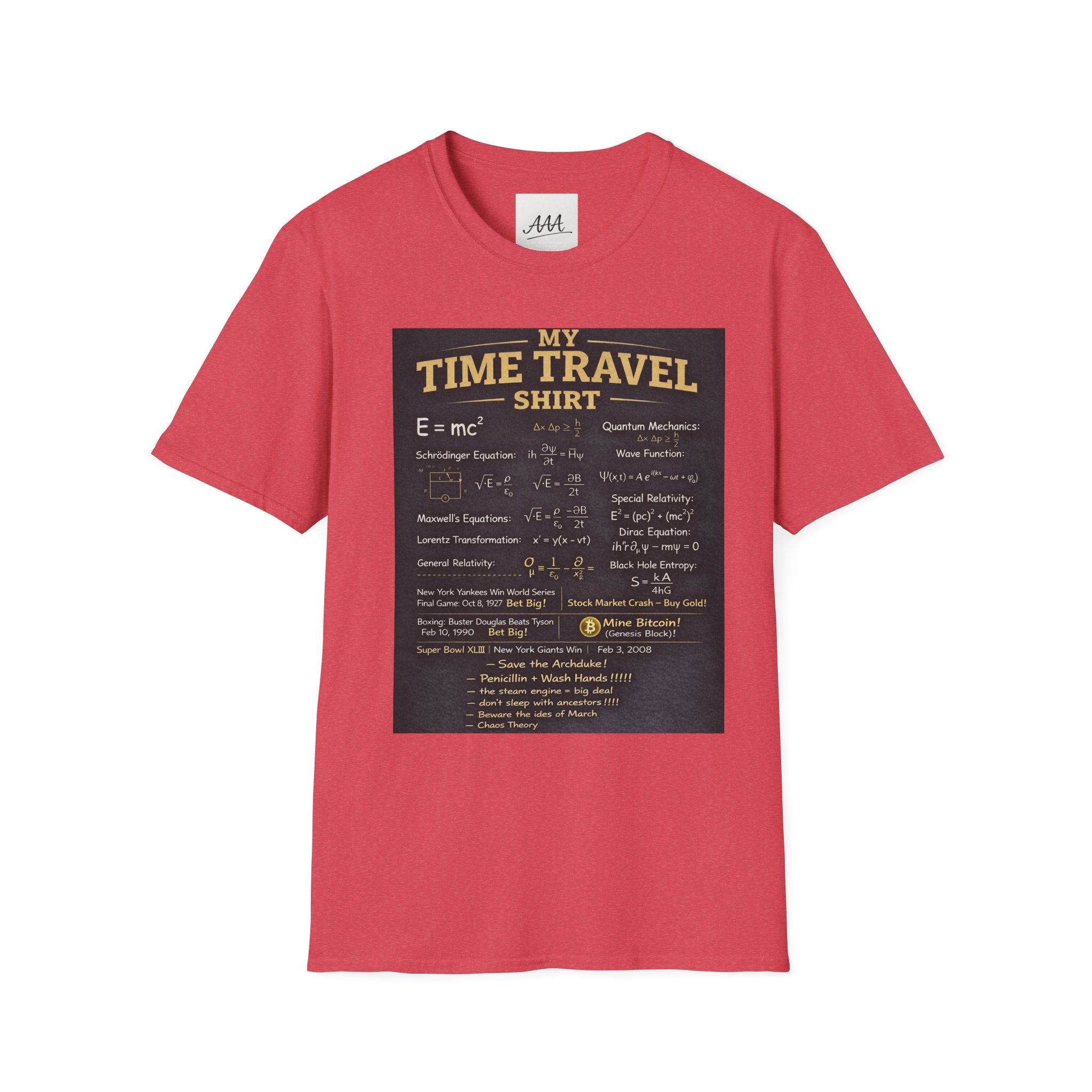 My Time Travel Shirt | Funny Physics Equations Time Traveler T-Shirt | Quantum Mechanics History Betting Unisex Tee