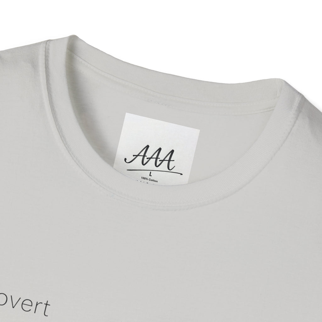 introvert T-Shirt | Minimal Text Tee, Small Chest Print, White Casual Shirt