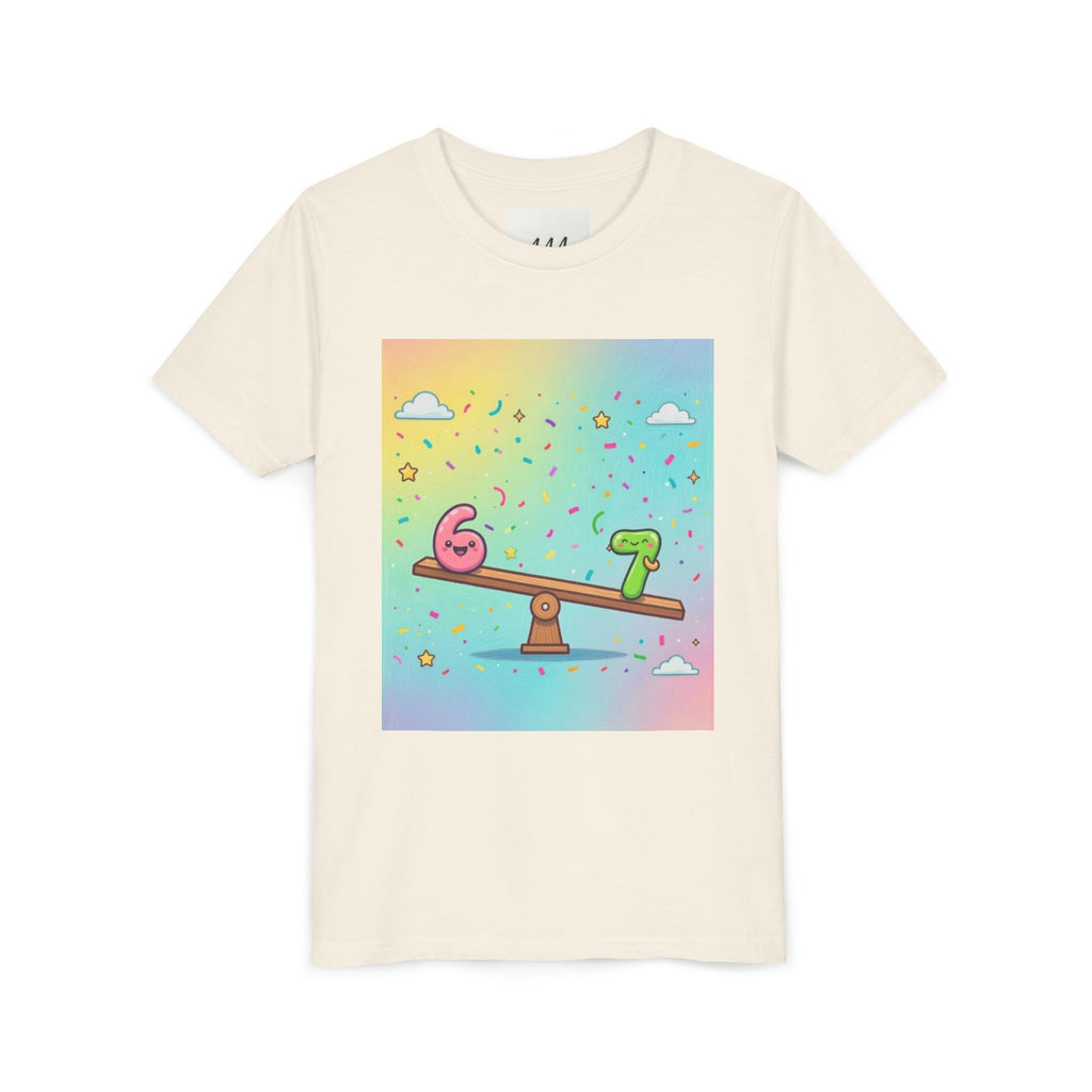 Kids 6 vs 7 Tee Colorful Seesaw Shirt