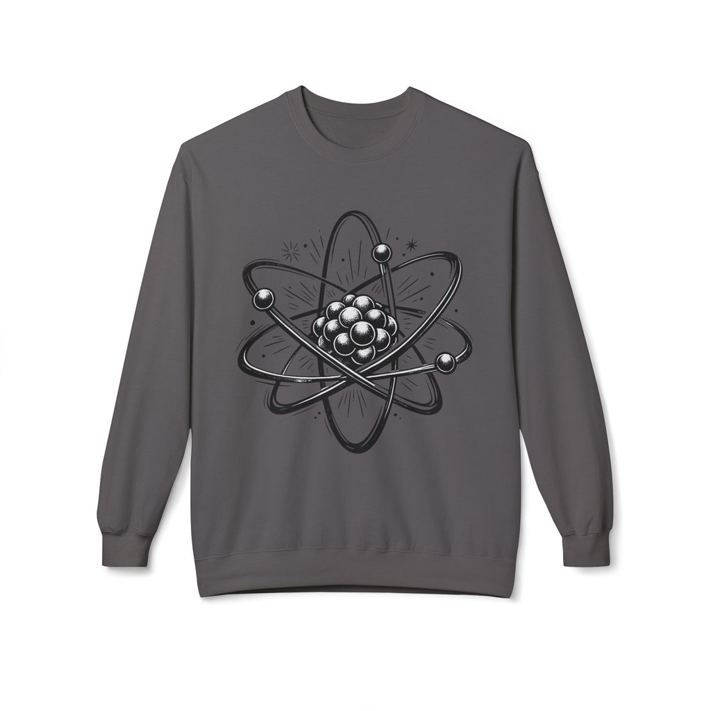 Retro Atom Illustration Sweatshirt | Science Molecule Graphic Crewneck | STEM Gift | Chemistry Teacher Shirt | Nerd Aesthetic Pullover