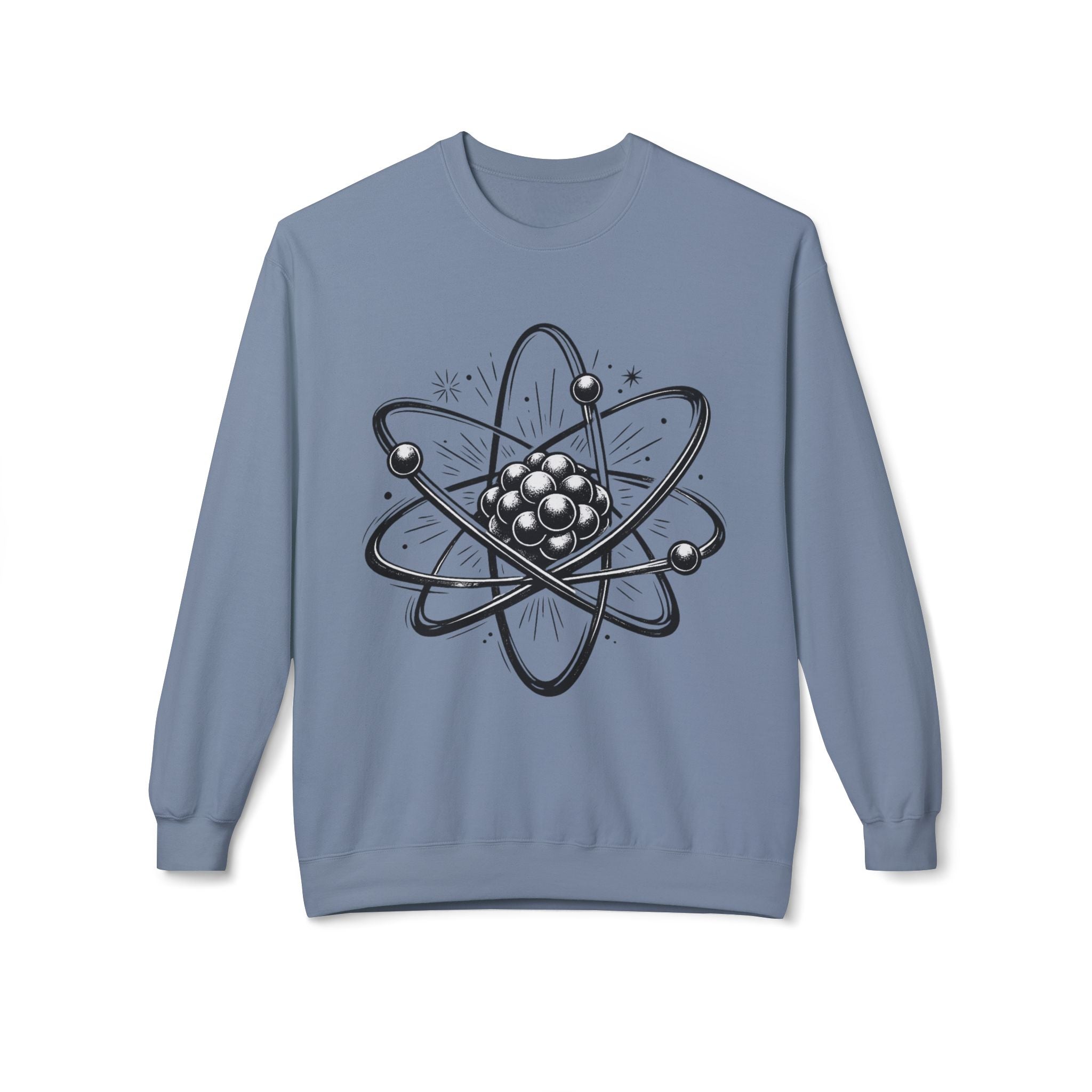Retro Atom Illustration Sweatshirt | Science Molecule Graphic Crewneck