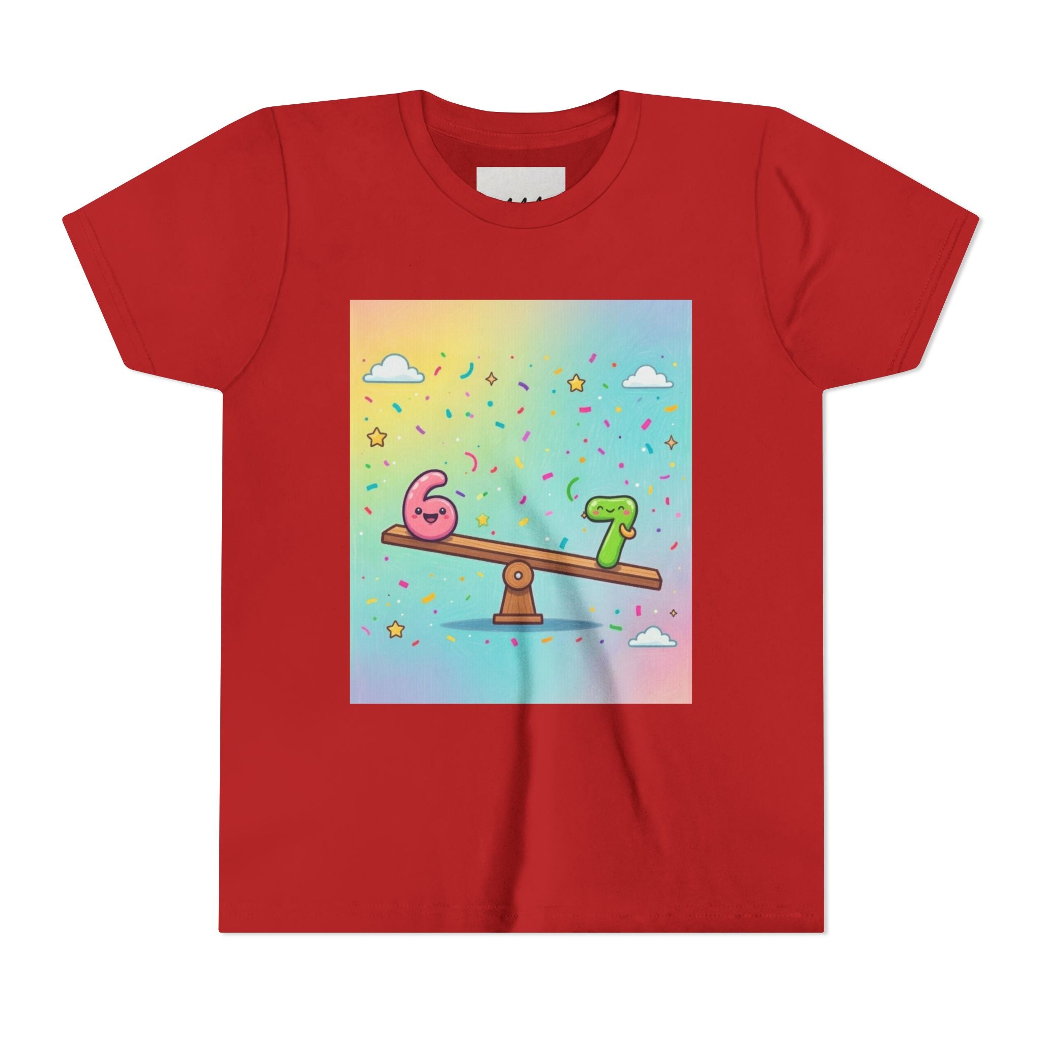 Kids 6 vs 7 Tee Colorful Seesaw Shirt