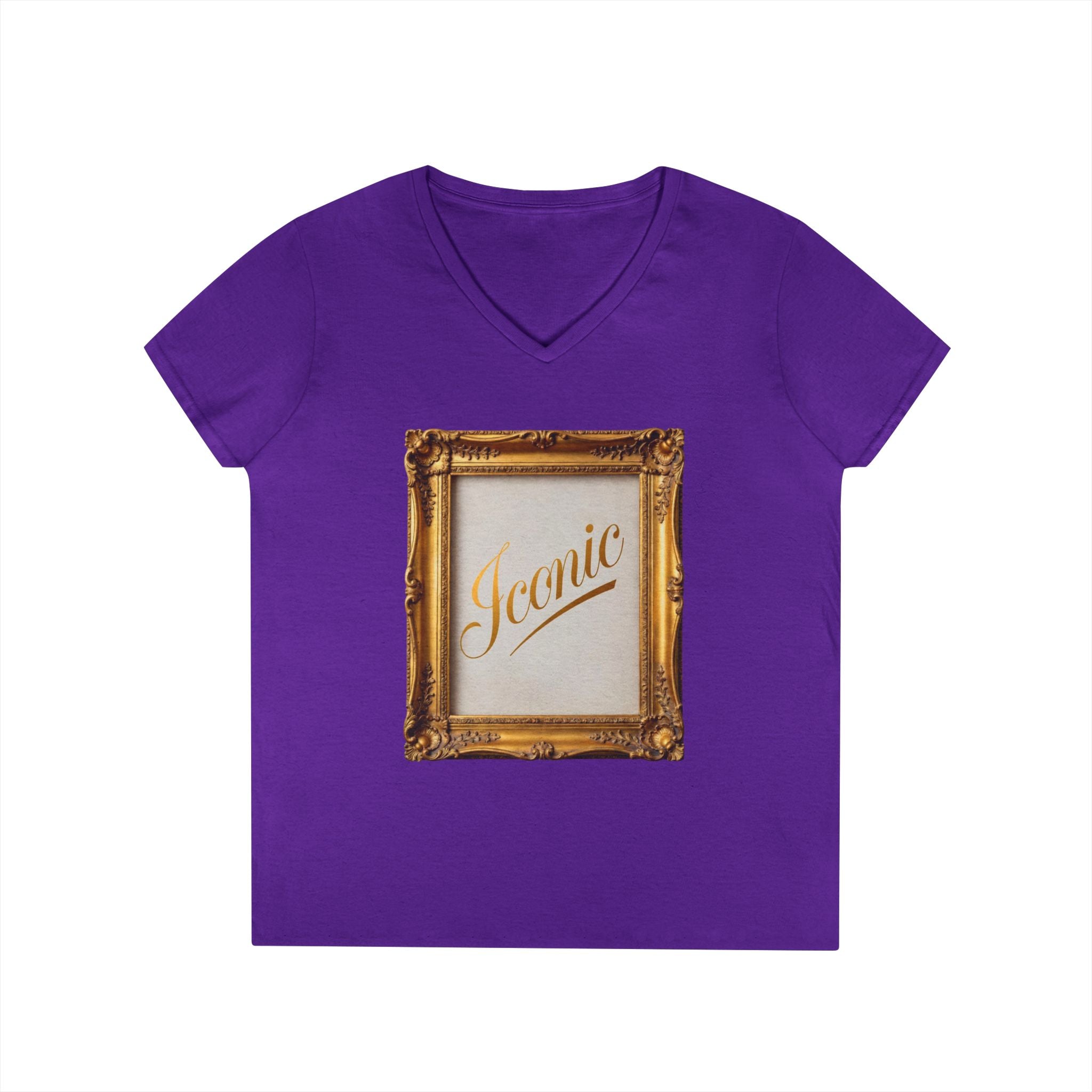 Iconic Gold Frame V-Neck T-Shirt | Elegant Women Graphic Tee | Sassy Self-Love Gift | Bold Statement Shirt | Unisex Soft Cotton