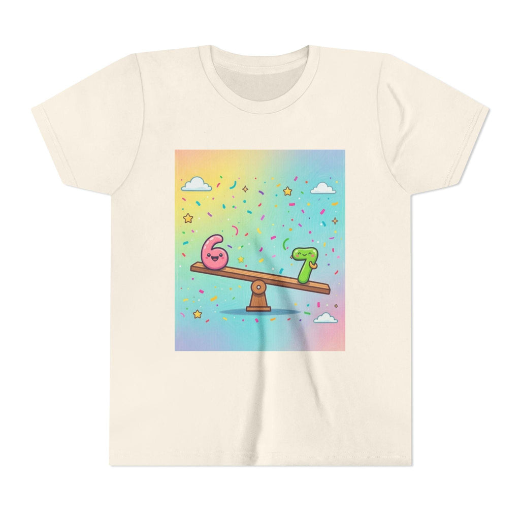 Kids 6 vs 7 Tee Colorful Seesaw Shirt