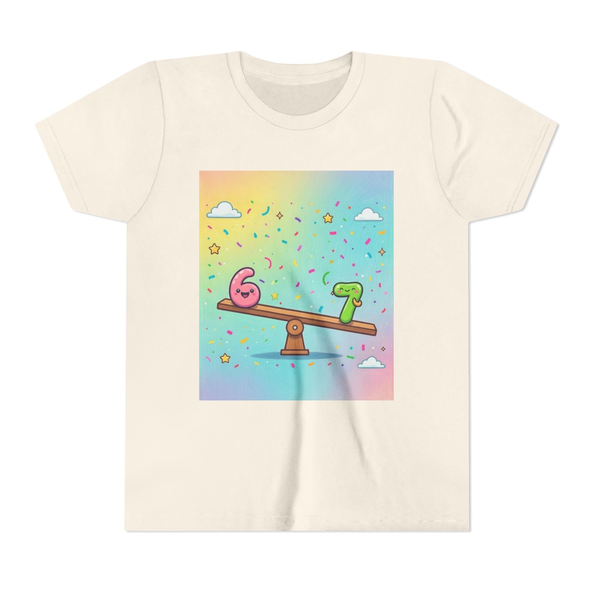 Kids 6 vs 7 Tee Colorful Seesaw Shirt