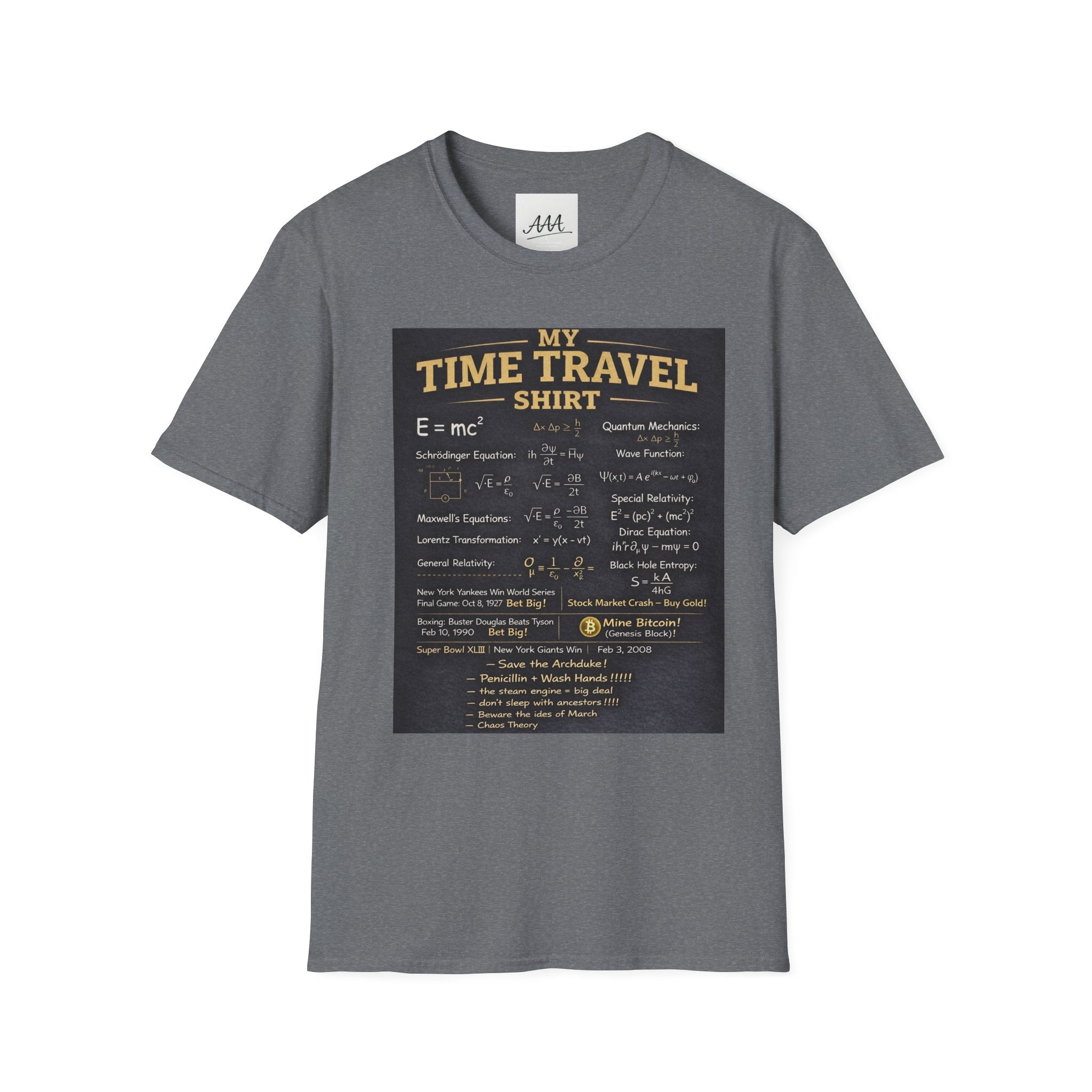 My Time Travel Shirt | Funny Physics Equations Time Traveler T-Shirt | Quantum Mechanics History Betting Unisex Tee