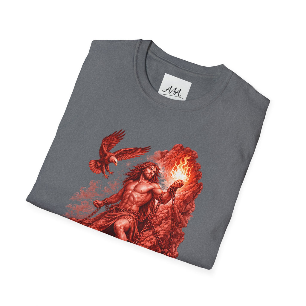 Prometheus Greek Titan T-Shirt | Mythology Titan with Eagle and Fire Unisex T-Shirt | Olympian Collection
