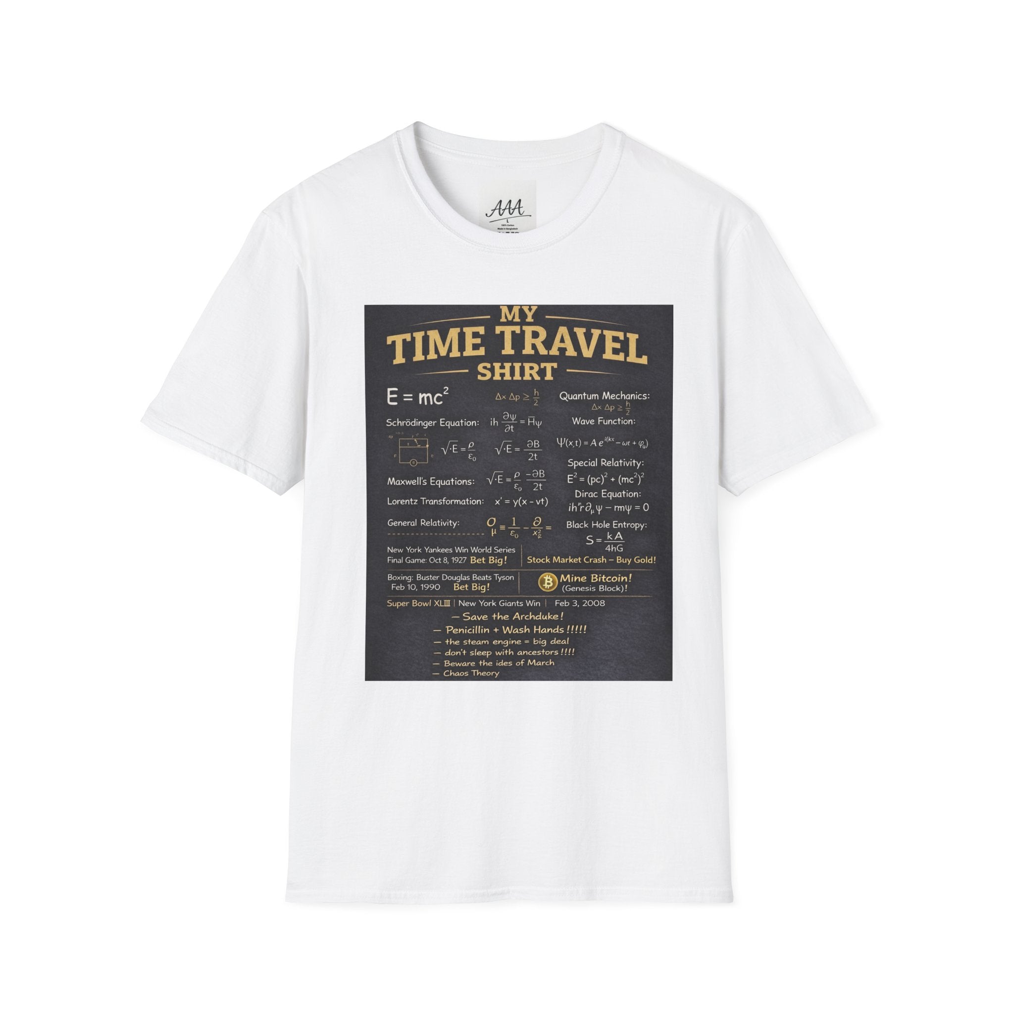 My Time Travel Shirt | Funny Physics Equations Time Traveler T-Shirt | Quantum Mechanics History Betting Unisex Tee