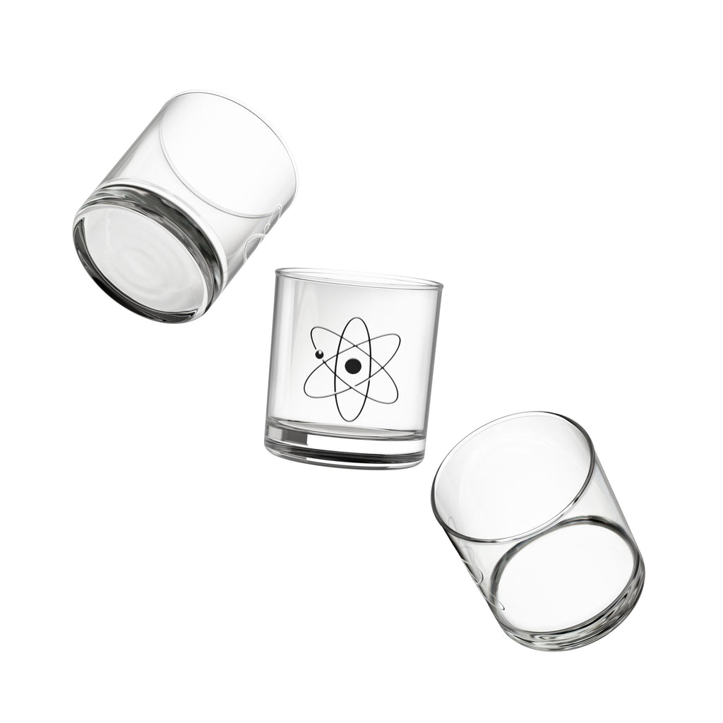 Atomic Atom Illustration Rocks Glass | 10oz Science Whiskey Tumbler