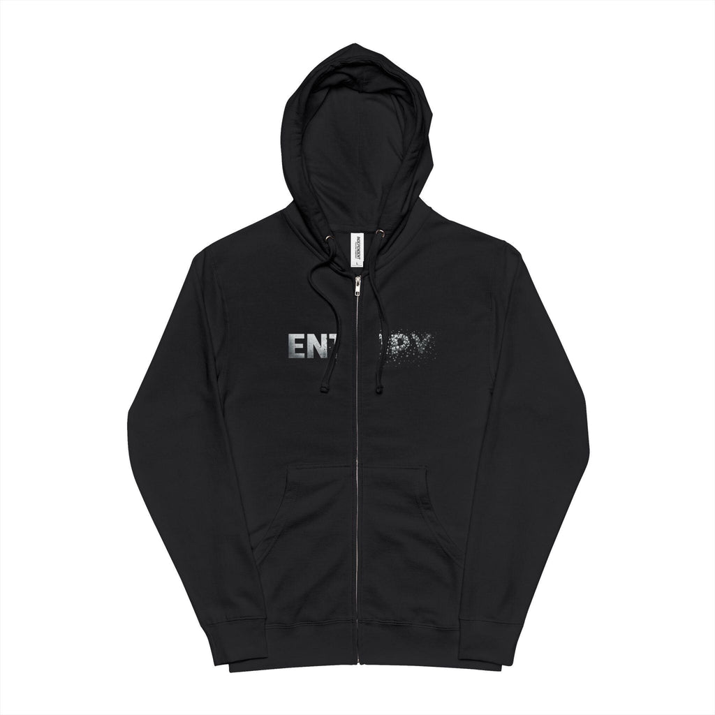 Entropy Zip-Up Hoodie Minimal 'ENERGY' Front Graphic, Cozy Fleece Zipper Hoodie