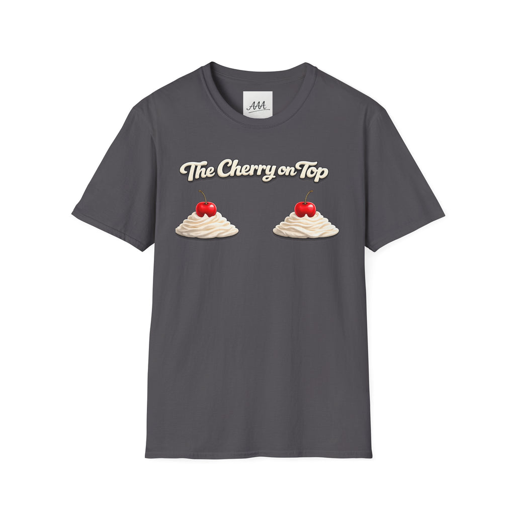 The Cherry on Top | Funny Double Cherry Boob Sweatshirt | Naughty Whipped Cream Cherry on Top T-Shirt | Gag Gift for Women