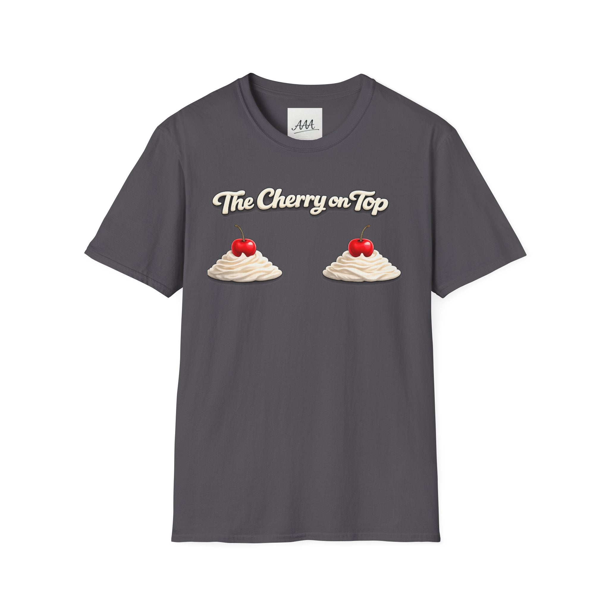 The Cherry on Top | Funny Double Cherry Boob Sweatshirt | Naughty Whipped Cream Cherry on Top T-Shirt | Gag Gift for Women