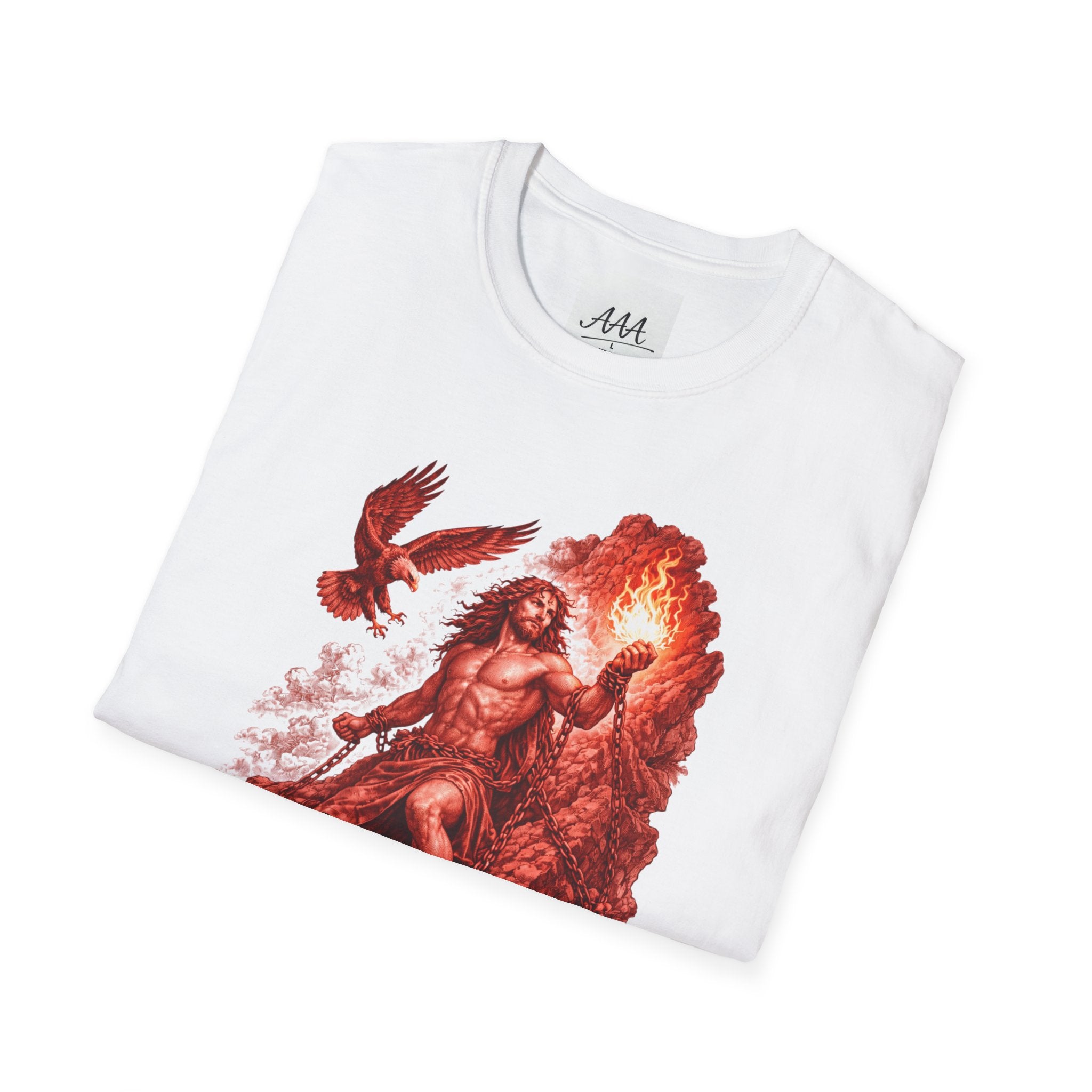 Prometheus Greek Titan T-Shirt | Mythology Titan with Eagle and Fire Unisex T-Shirt | Olympian Collection