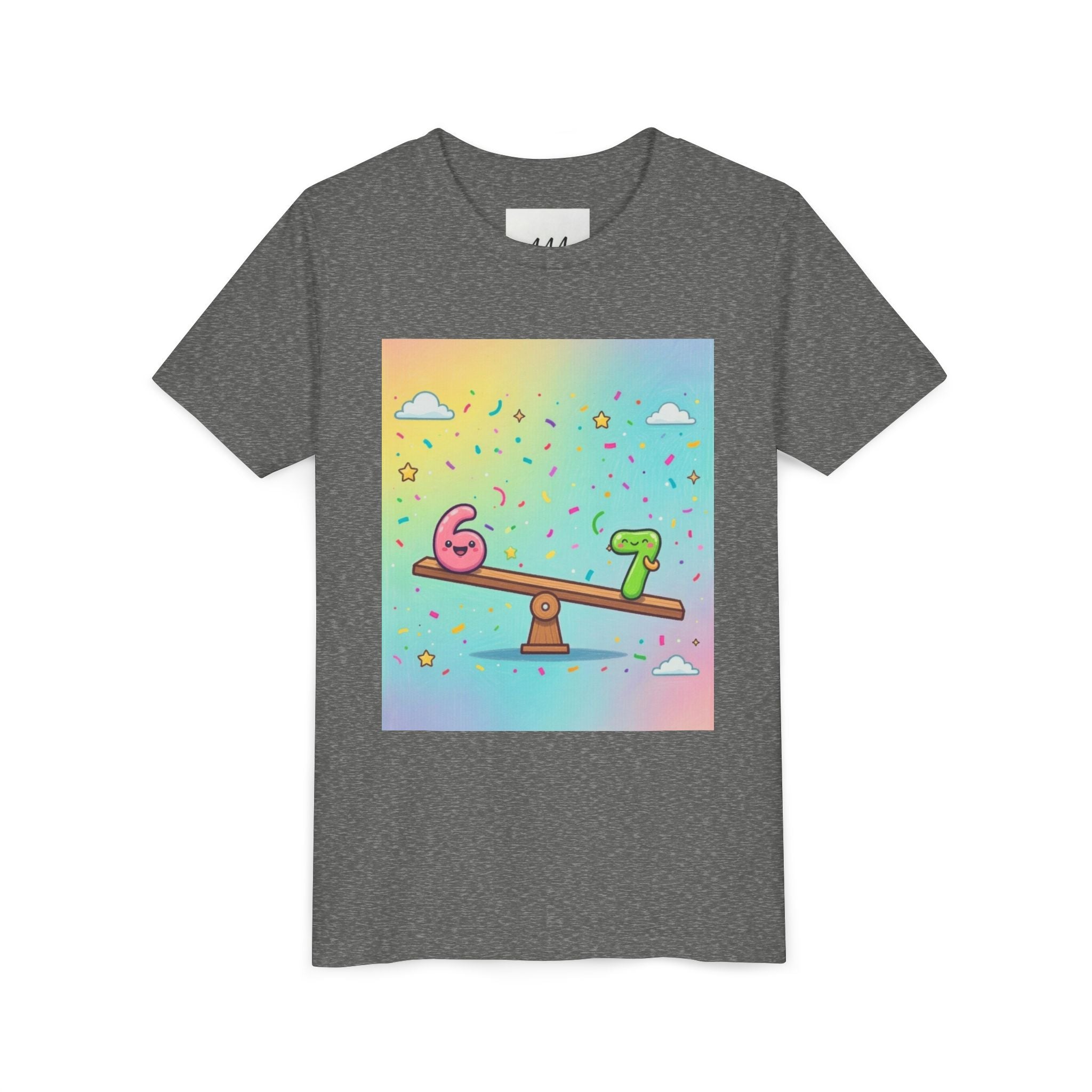 Kids 6 vs 7 Tee Colorful Seesaw Shirt